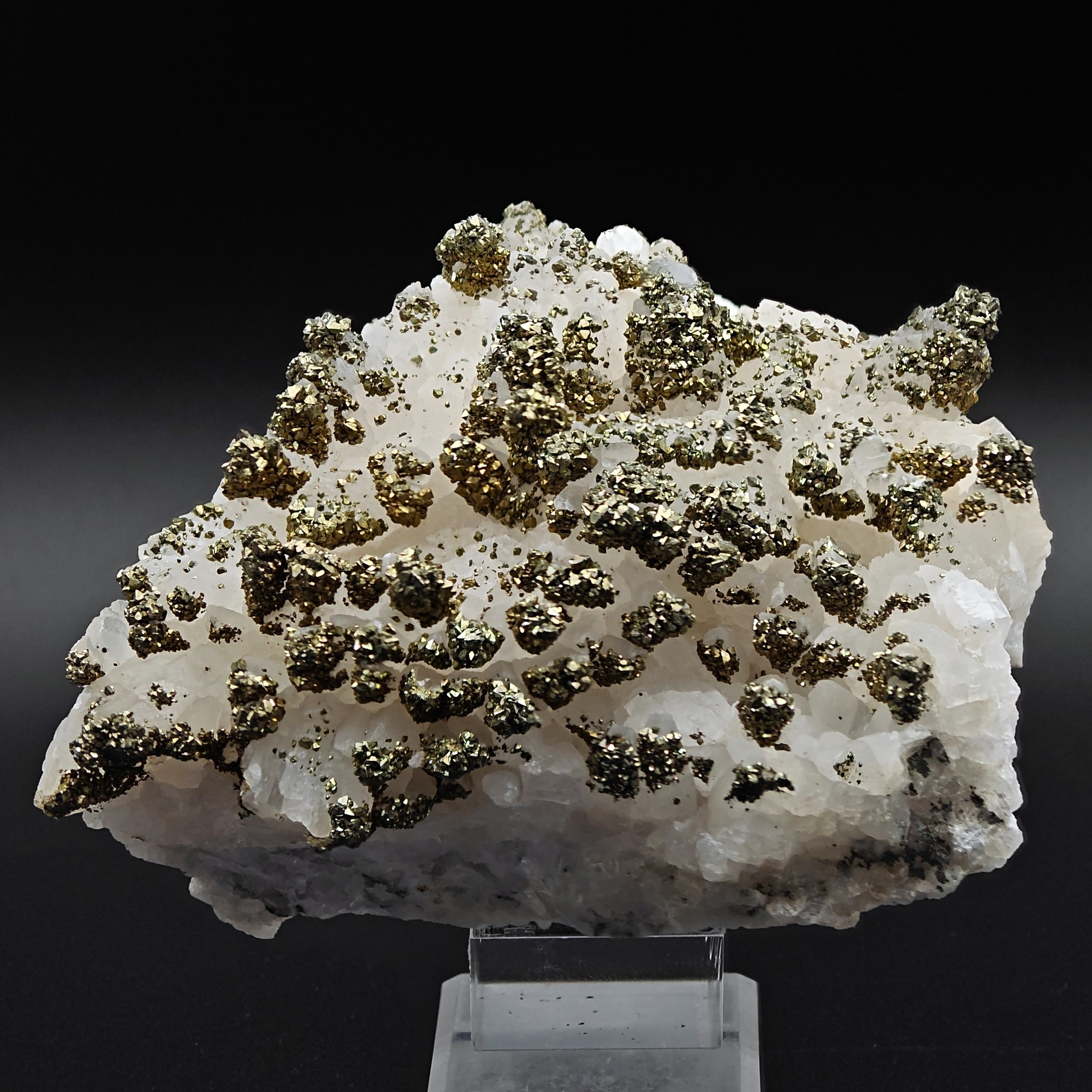 GOLDEN MARCASITE – "Snow-Capped Mountain" on Calcite, Sardinia, Italy