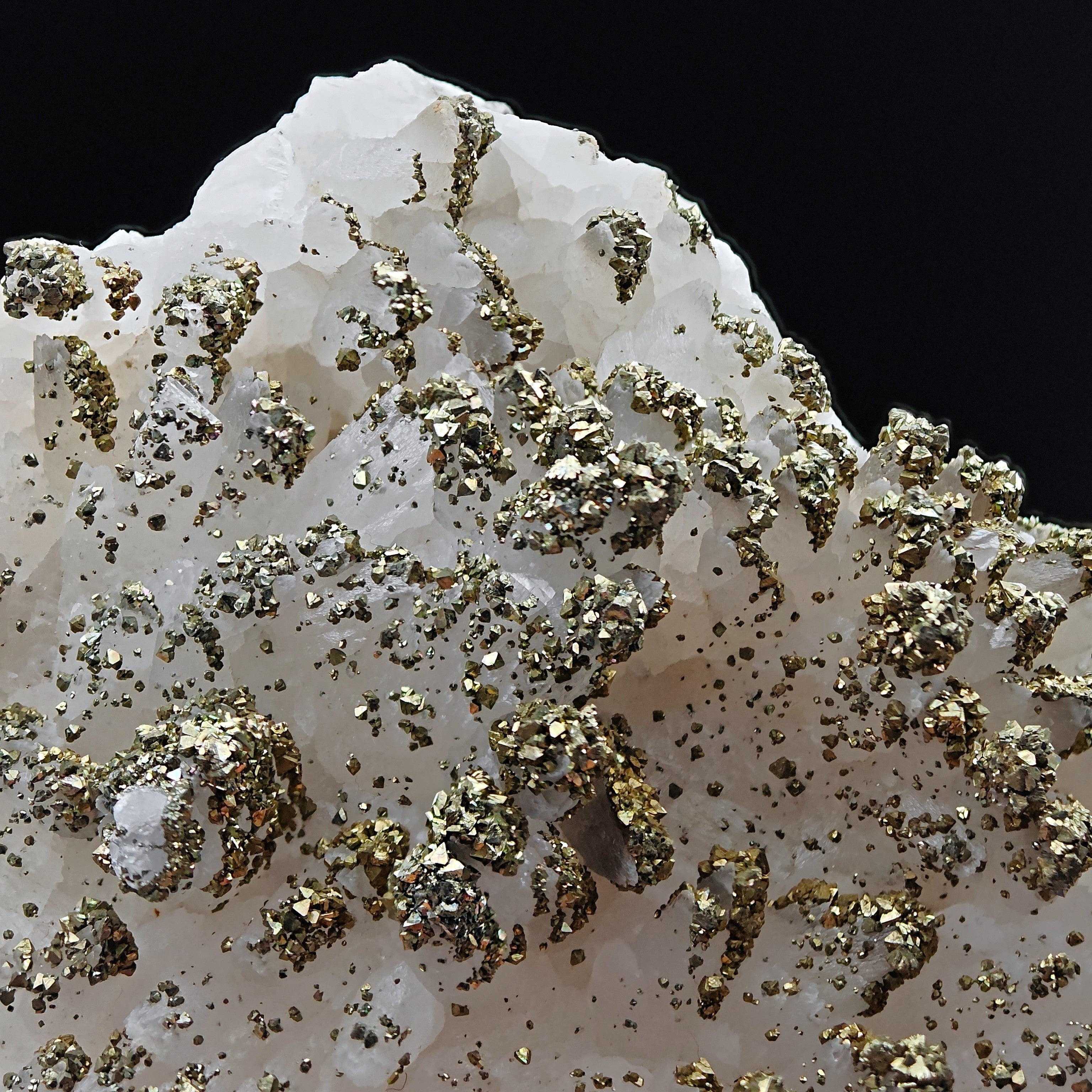 GOLDEN MARCASITE – "Snow-Capped Mountain" on Calcite, Sardinia, Italy