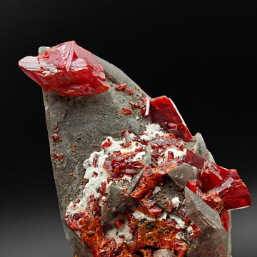 REALGAR & CALCITE – Fire-Red Crystals up to 3cm, Jiepaiyu Mine, Hunan, China