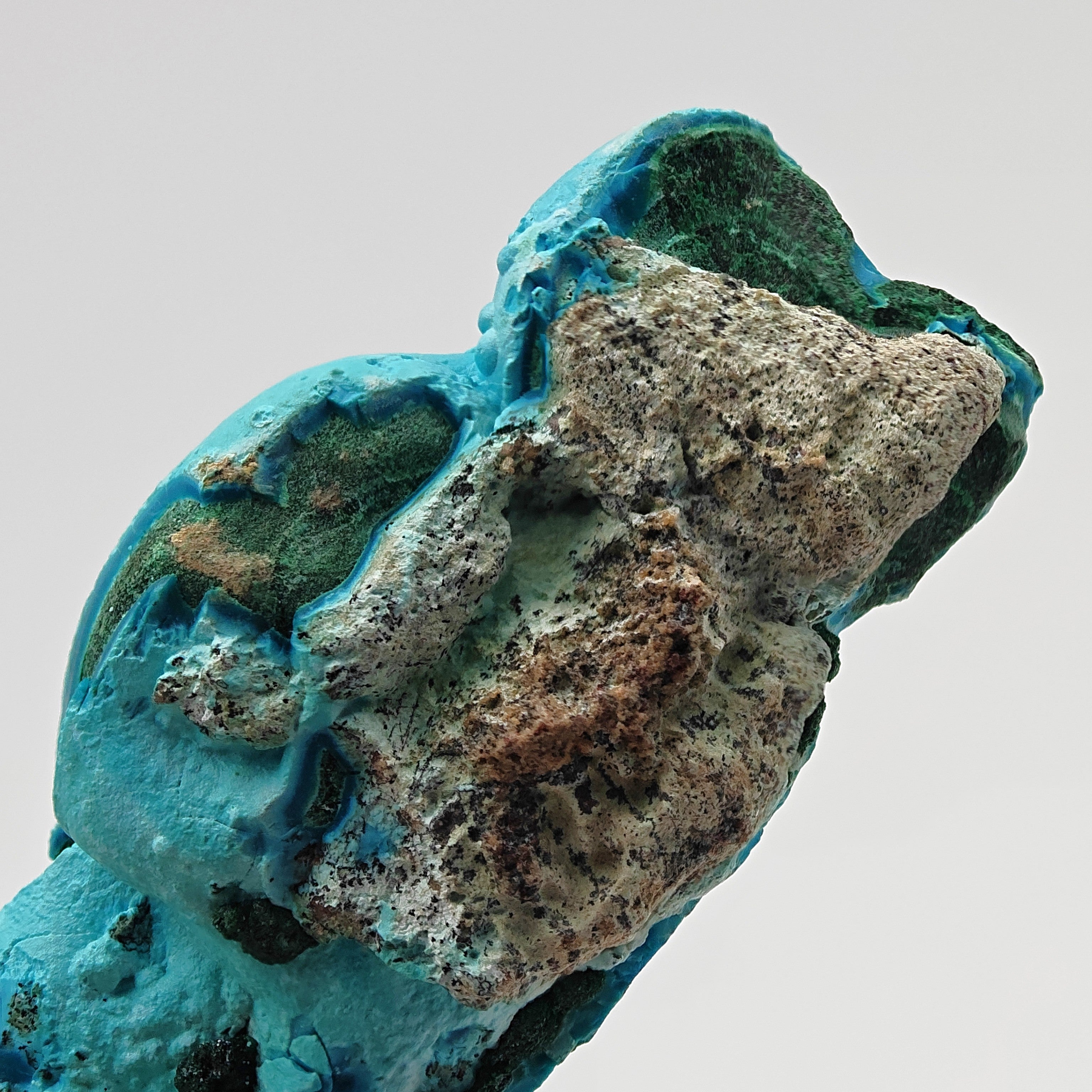 CHRYSOCOLLA – Candy-Like Blue Botryoidal Crystals on Malachite, Congo