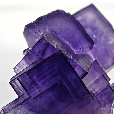 Macro detail of fluorite cube edges and stepped crystal growth