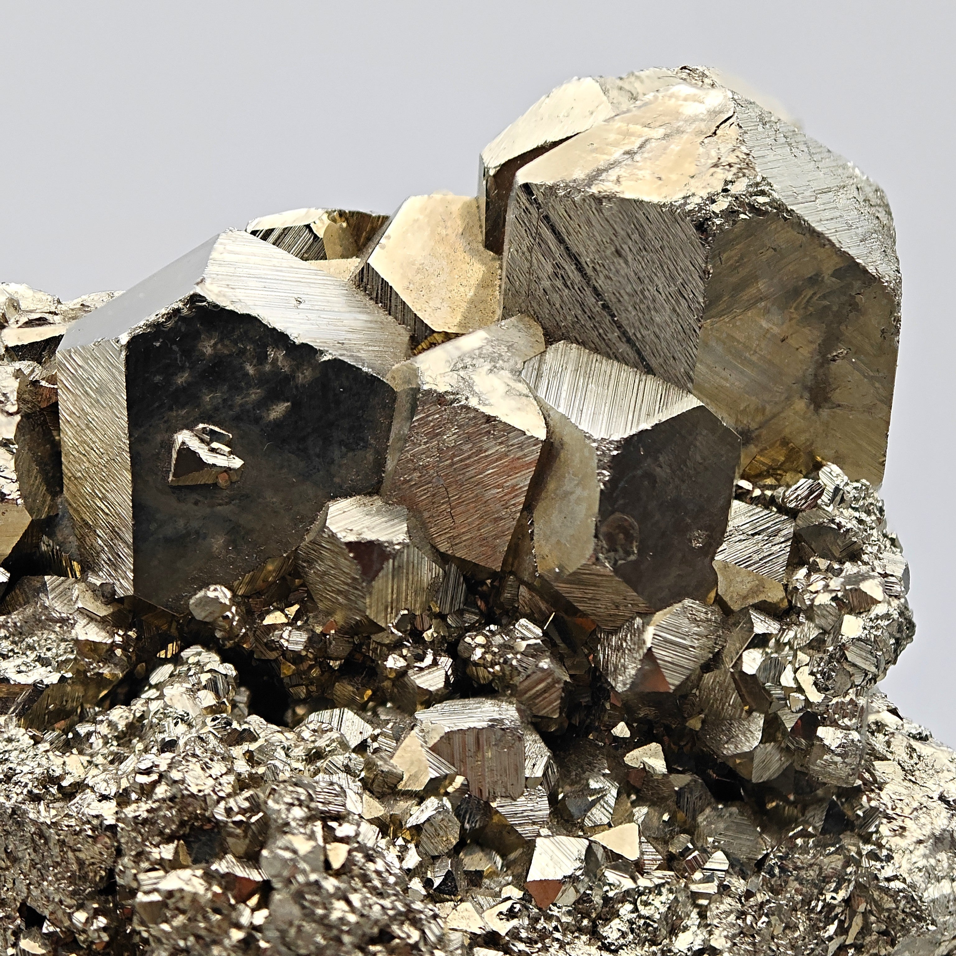 PYRITE – Lustrous Golden Pyritohedral Crystal Cluster, Huanzala, Peru