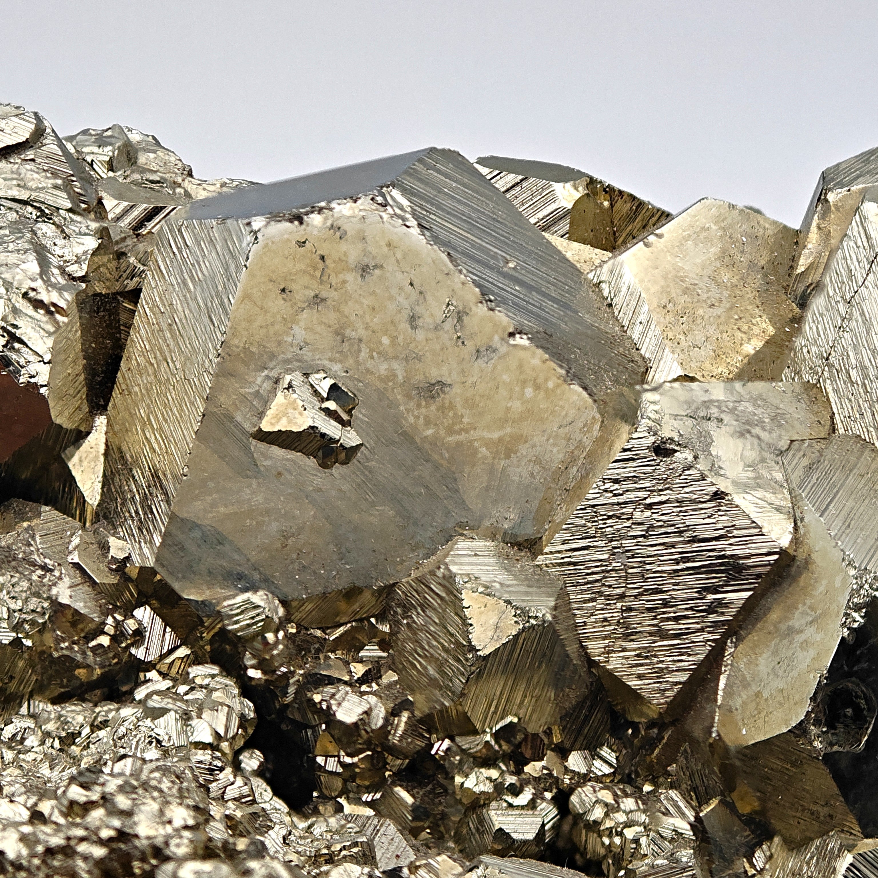 PYRITE – Lustrous Golden Pyritohedral Crystal Cluster, Huanzala, Peru