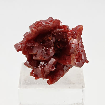 Top view of vanadinite specimen showing radiating crystal formation, Mibladen, Morocco