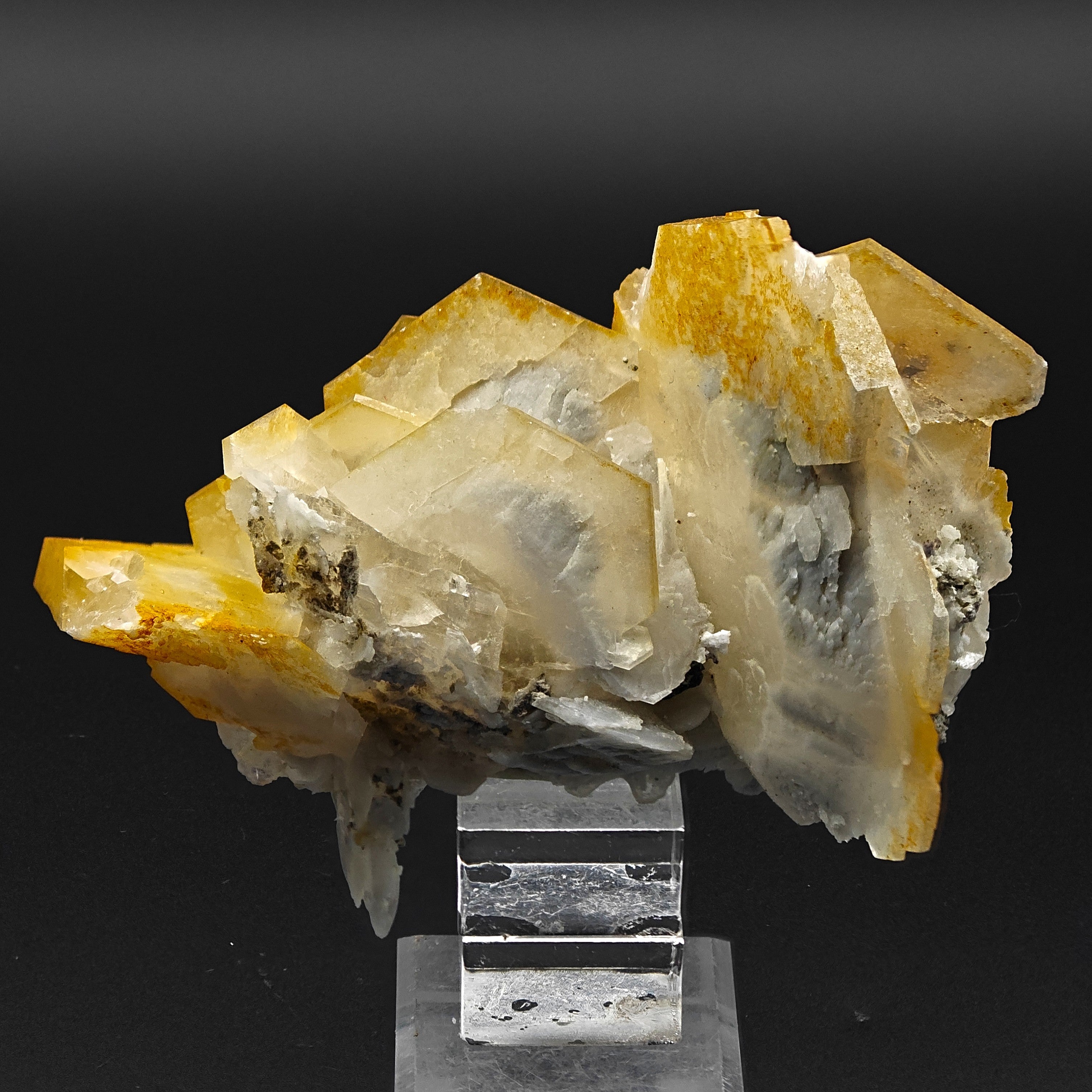 CALCITE – Hexagonal Yellow-Orange Crystal Cluster, Chenzhou, Hunan, China