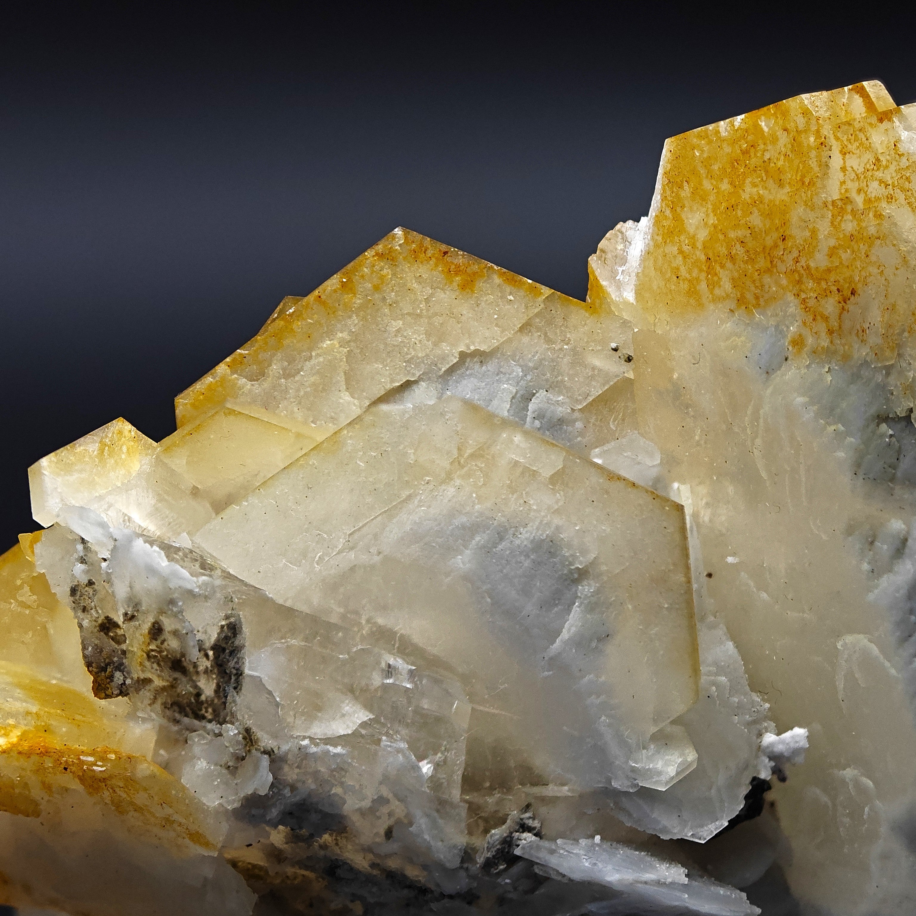CALCITE – Hexagonal Yellow-Orange Crystal Cluster, Chenzhou, Hunan, China