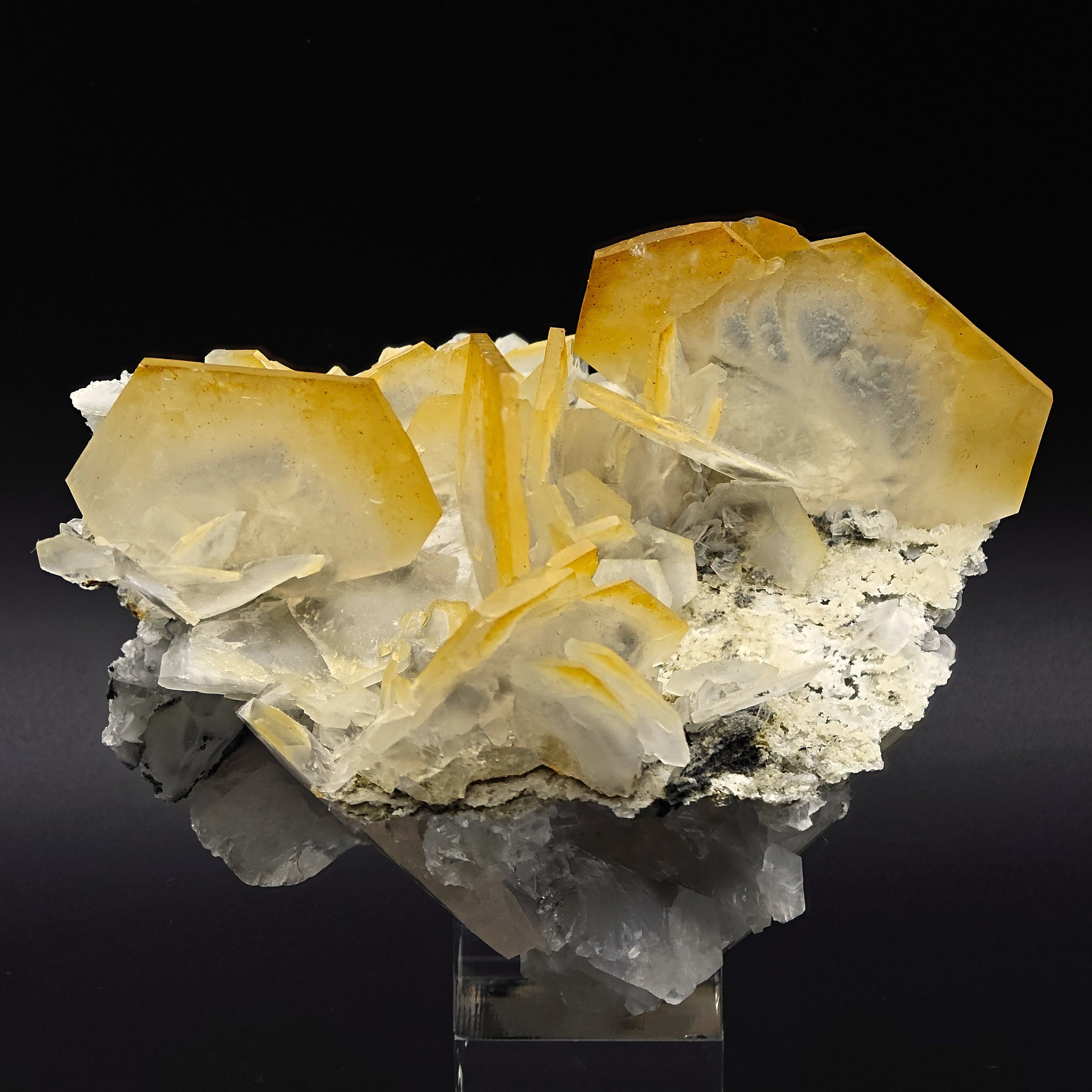CALCITE – Yellow, Orange & White Hexagonal Crystals, Chenzhou, Hunan, China