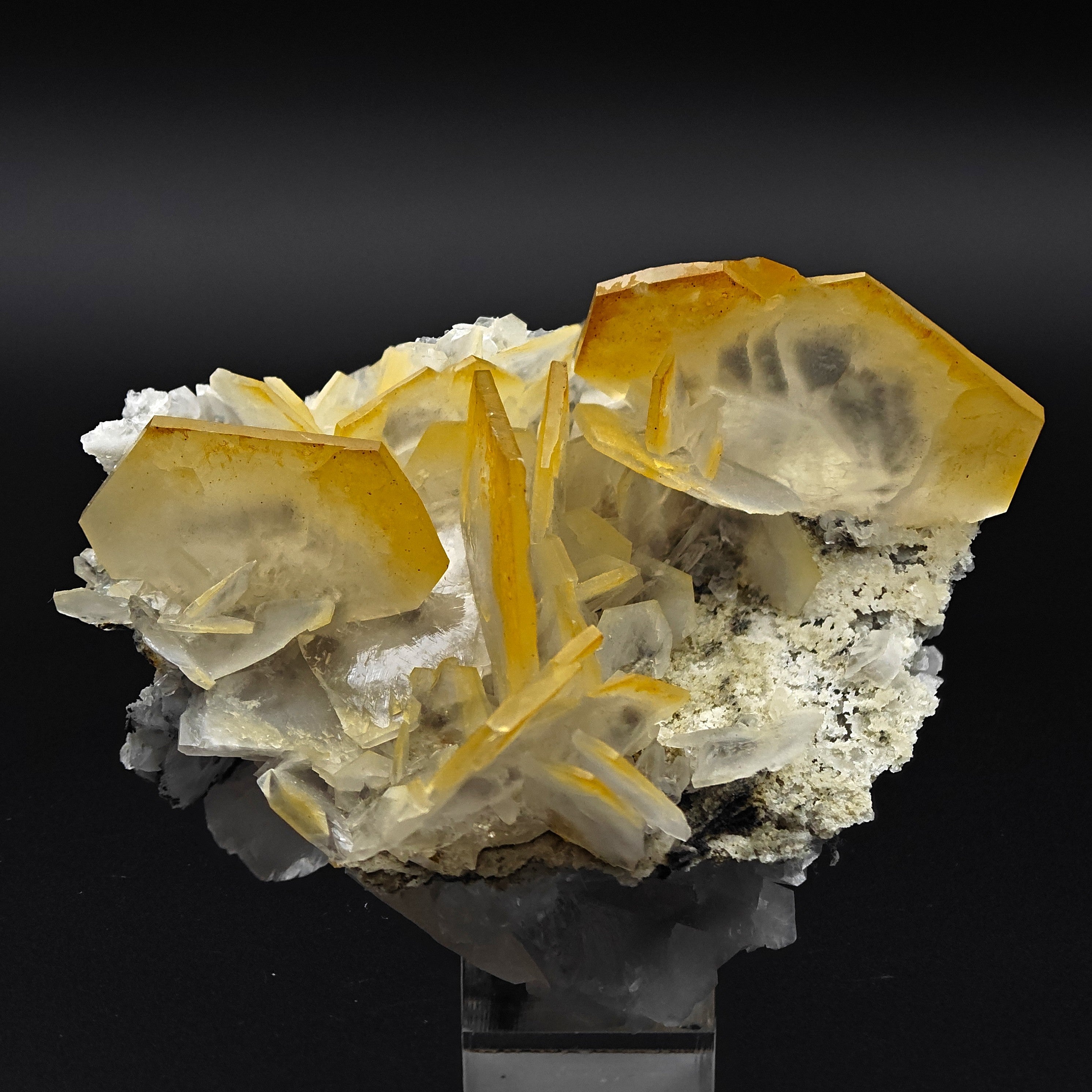 CALCITE – Yellow, Orange & White Hexagonal Crystals, Chenzhou, Hunan, China