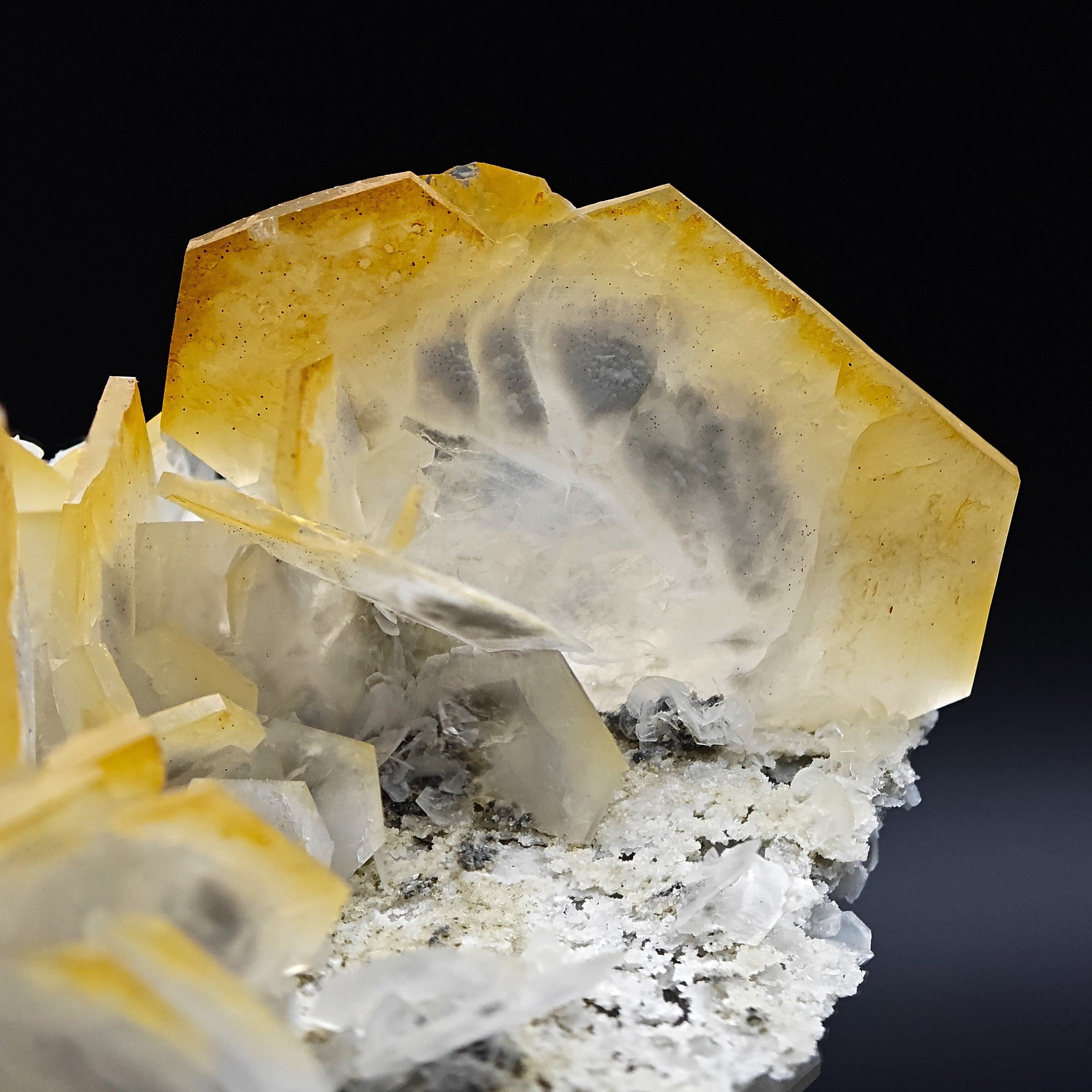 CALCITE – Yellow, Orange & White Hexagonal Crystals, Chenzhou, Hunan, China