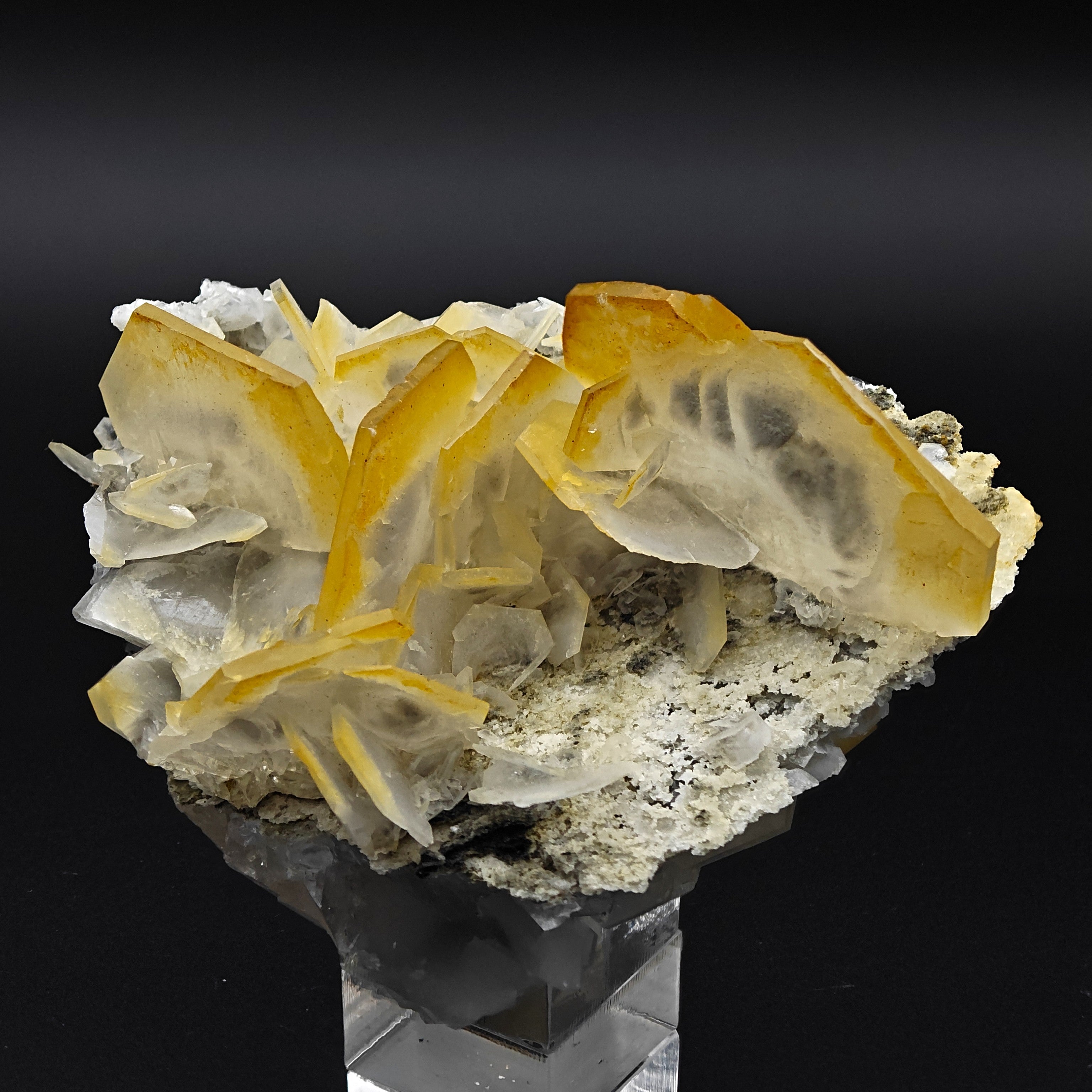 CALCITE – Yellow, Orange & White Hexagonal Crystals, Chenzhou, Hunan, China