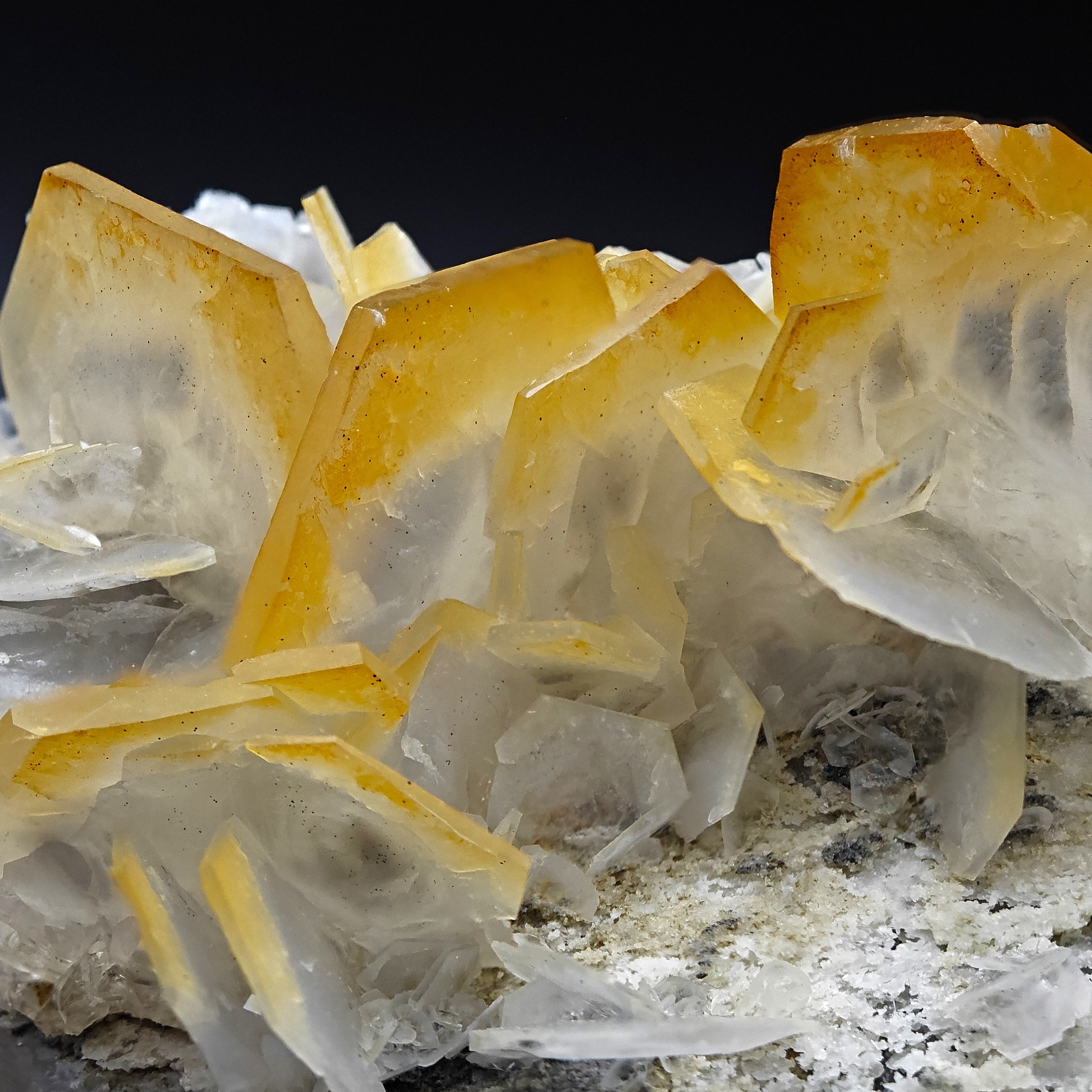 CALCITE – Yellow, Orange & White Hexagonal Crystals, Chenzhou, Hunan, China