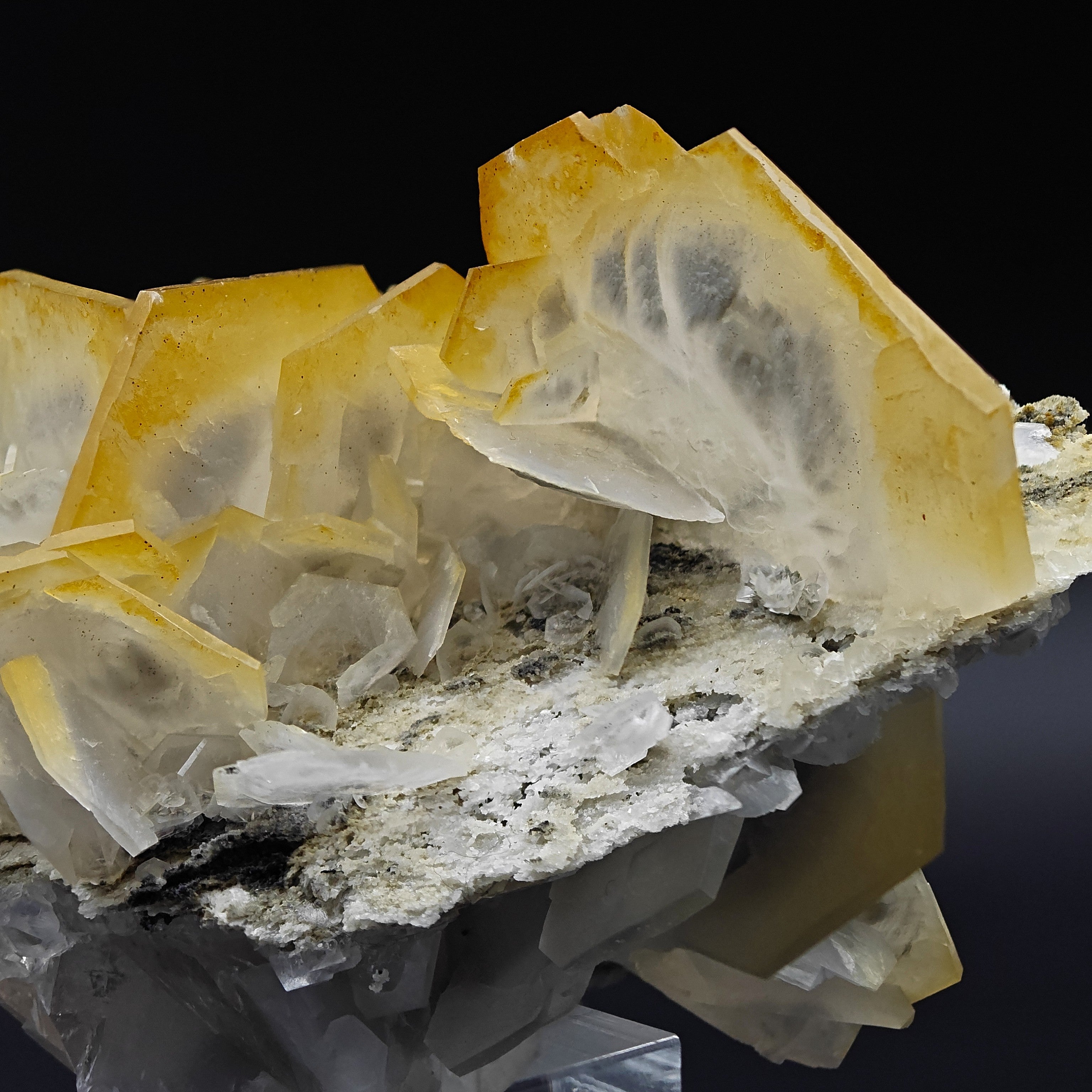 CALCITE – Yellow, Orange & White Hexagonal Crystals, Chenzhou, Hunan, China