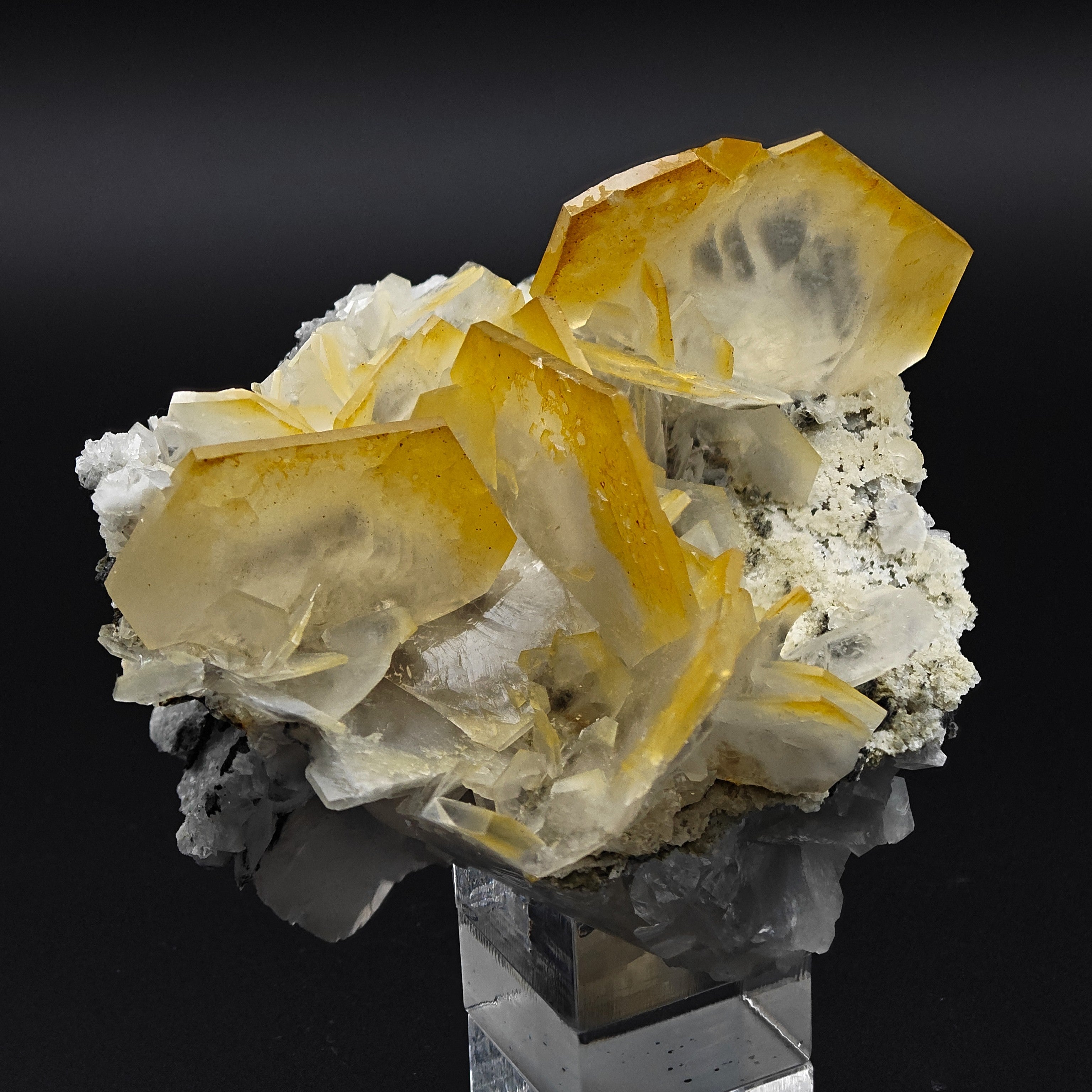CALCITE – Yellow, Orange & White Hexagonal Crystals, Chenzhou, Hunan, China