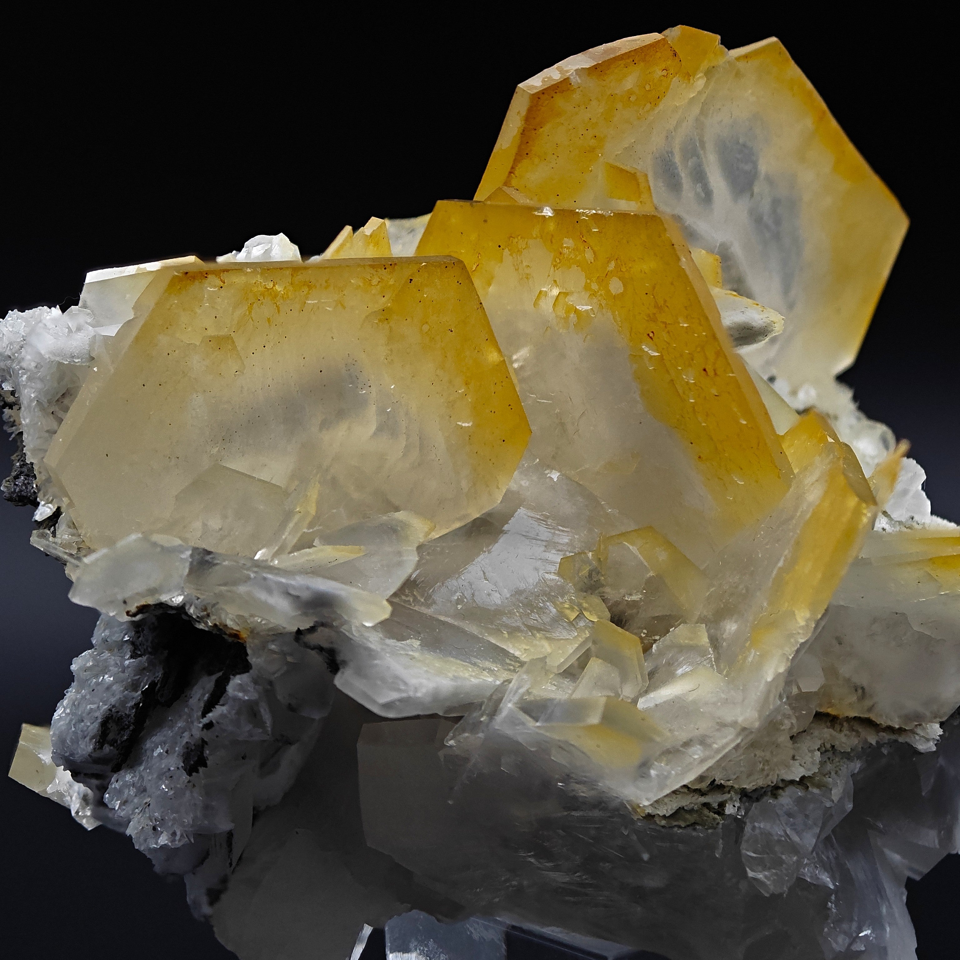 CALCITE – Yellow, Orange & White Hexagonal Crystals, Chenzhou, Hunan, China