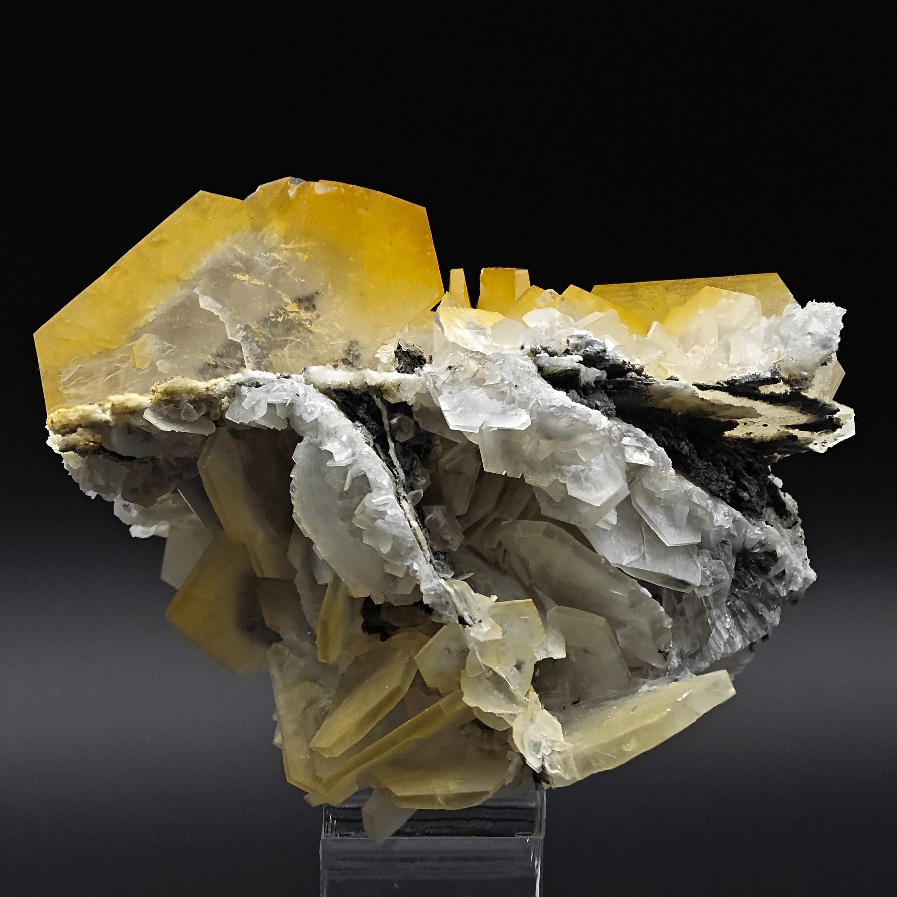 CALCITE – Yellow, Orange & White Hexagonal Crystals, Chenzhou, Hunan, China