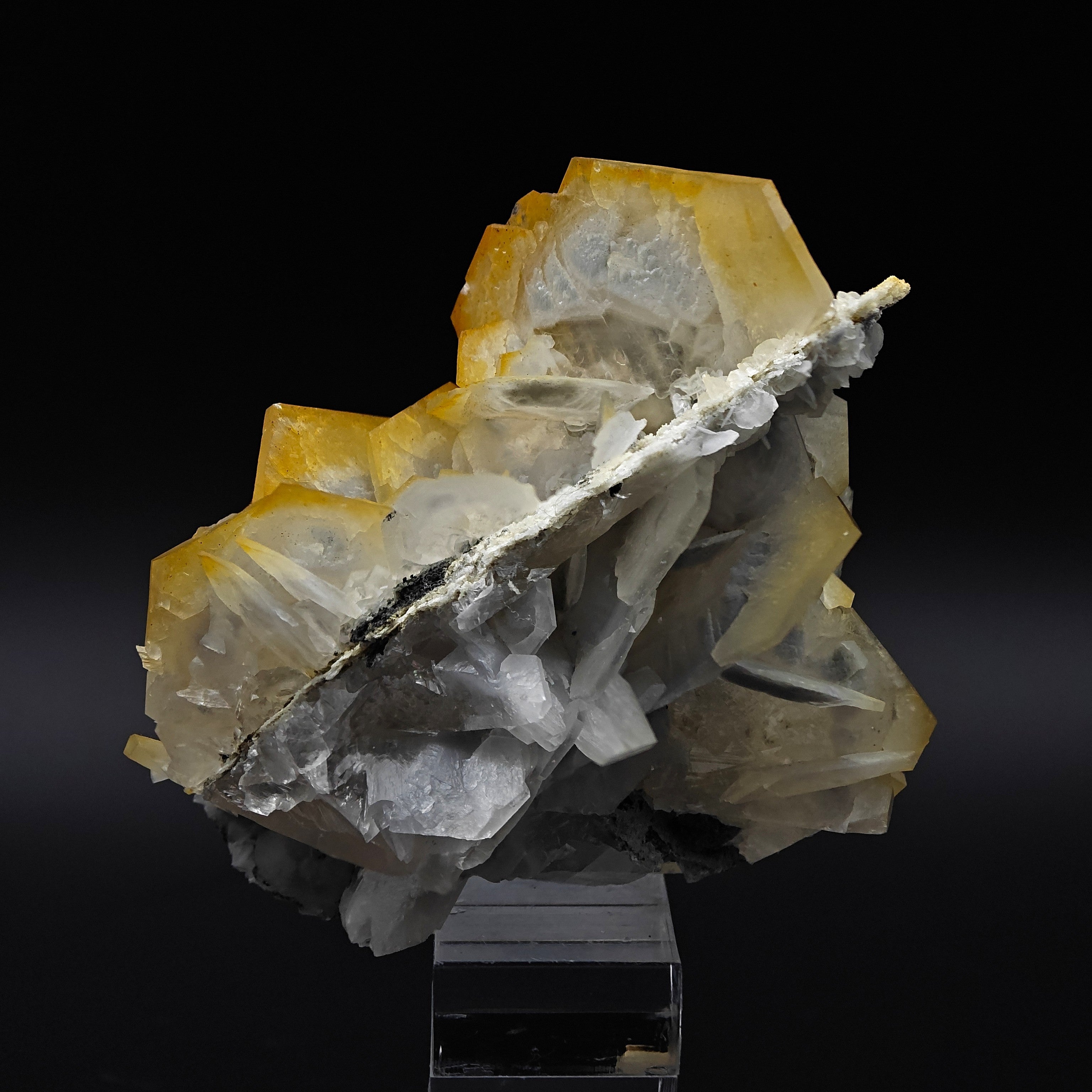 CALCITE – Yellow, Orange & White Hexagonal Crystals, Chenzhou, Hunan, China