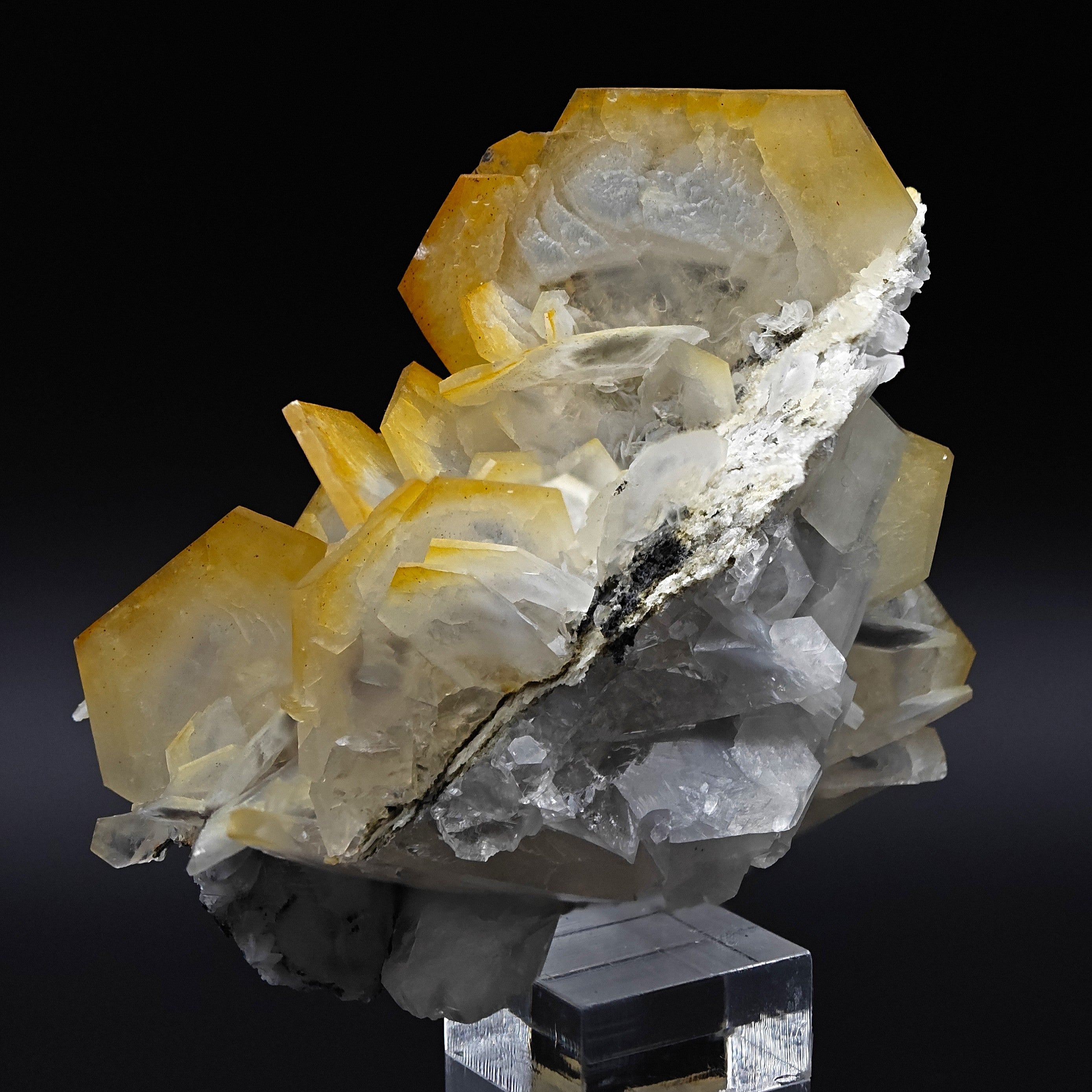 CALCITE – Yellow, Orange & White Hexagonal Crystals, Chenzhou, Hunan, China