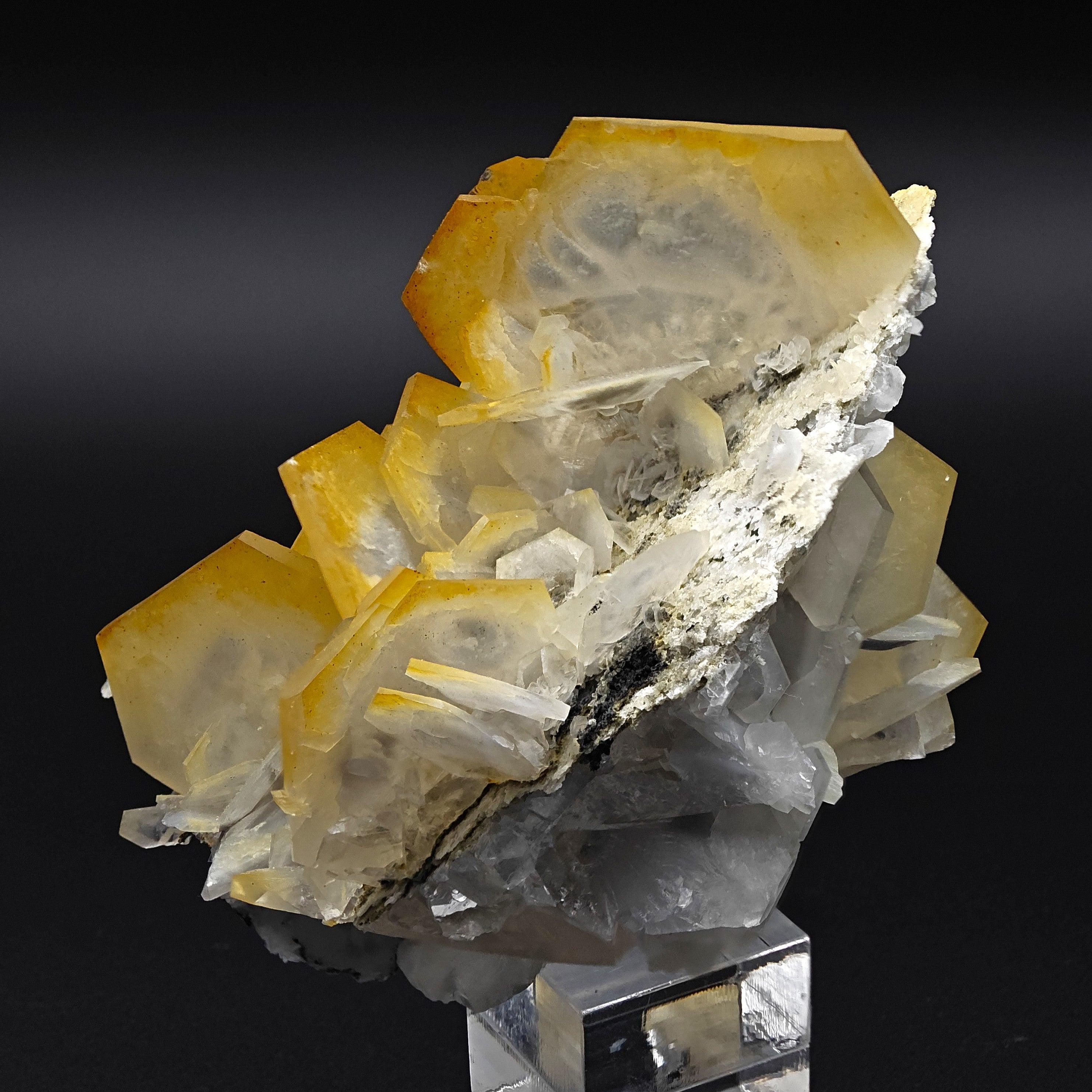 CALCITE – Yellow, Orange & White Hexagonal Crystals, Chenzhou, Hunan, China
