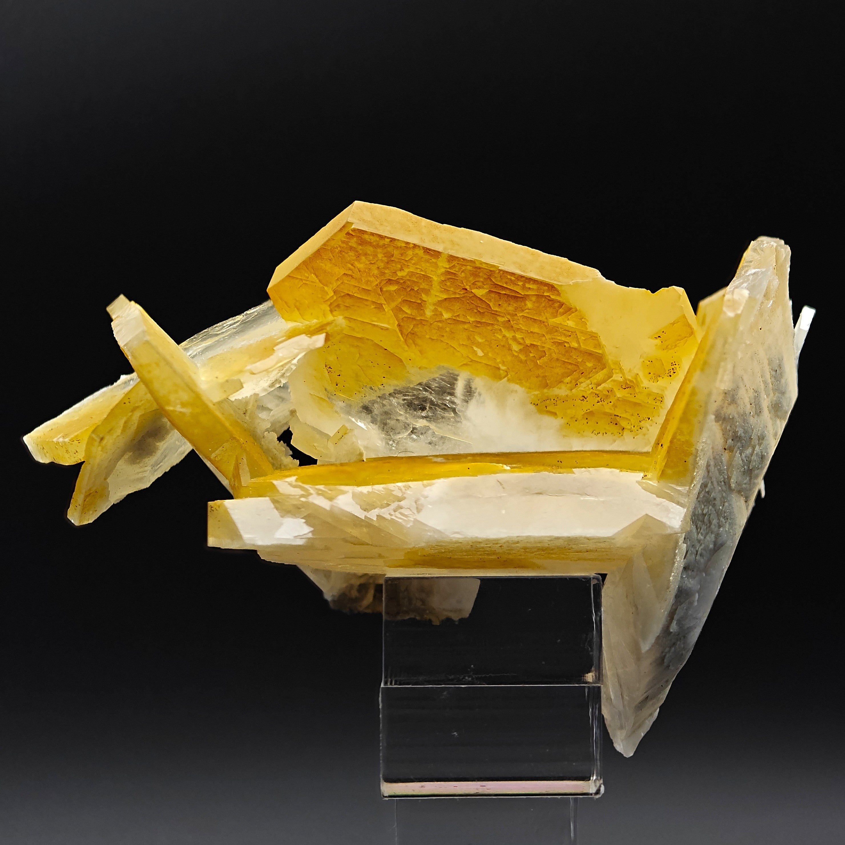 CALCITE – Yellow, Orange & White Hexagonal Cluster, Chenzhou, Hunan, China
