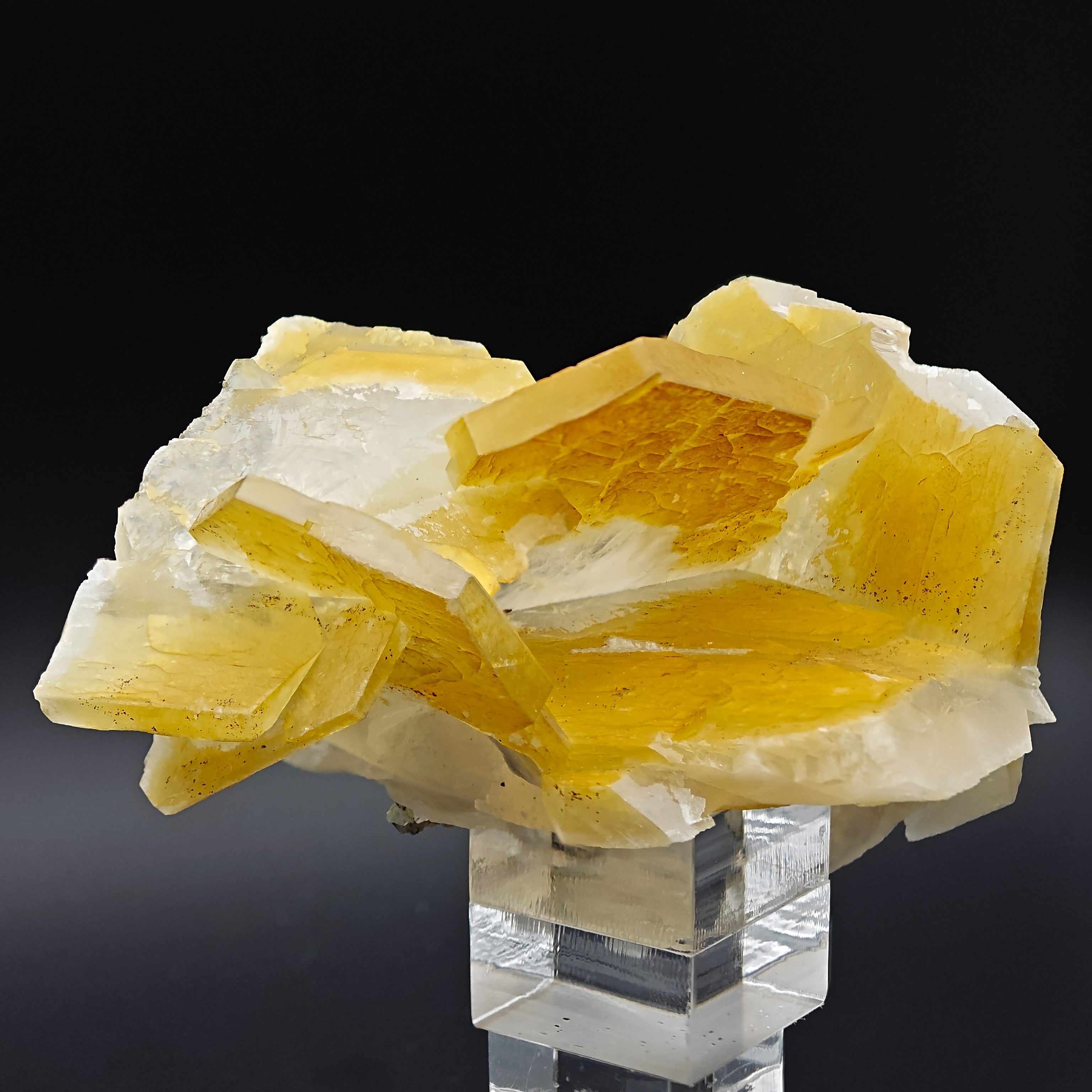 CALCITE – Yellow, Orange & White Hexagonal Cluster, Chenzhou, Hunan, China