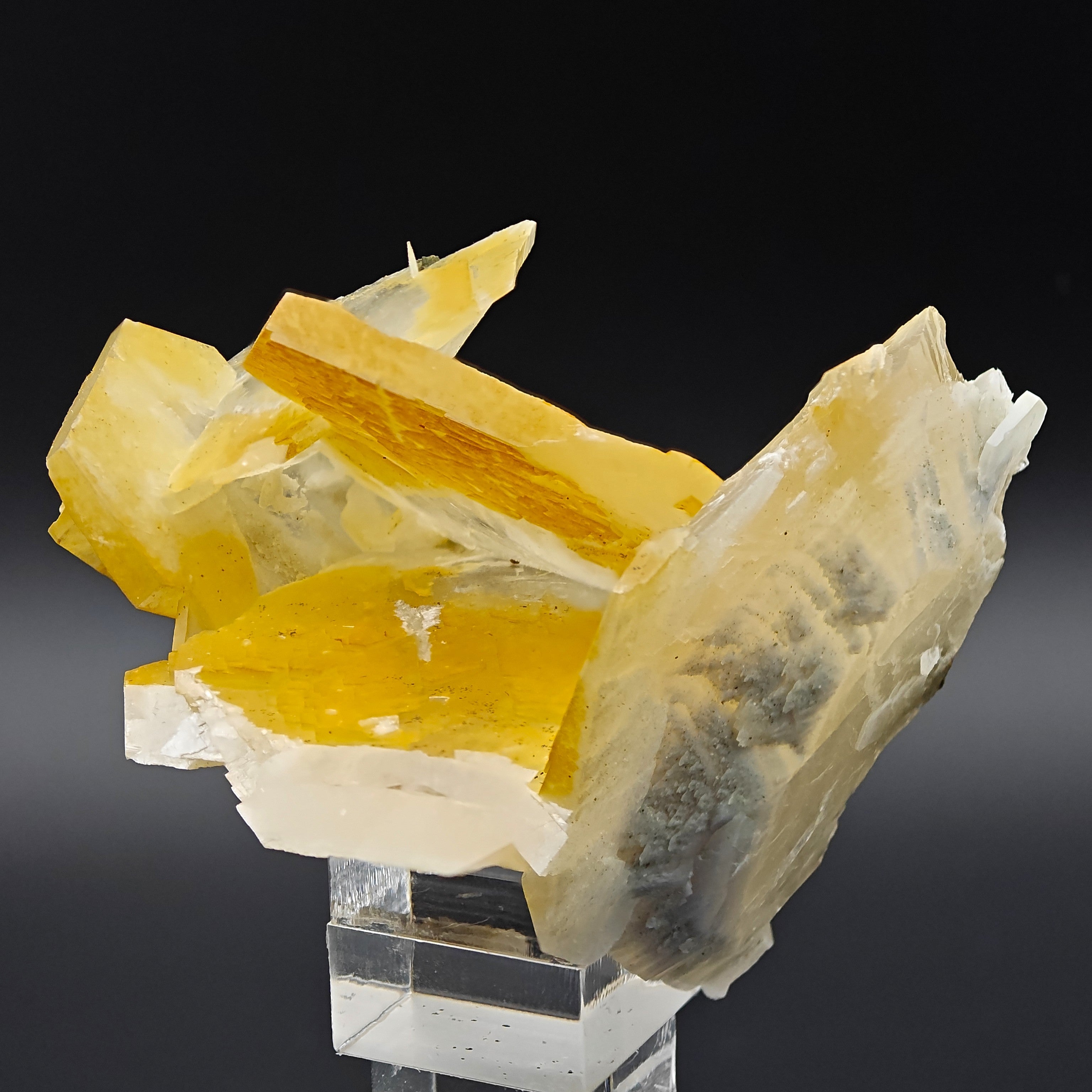 CALCITE – Yellow, Orange & White Hexagonal Cluster, Chenzhou, Hunan, China