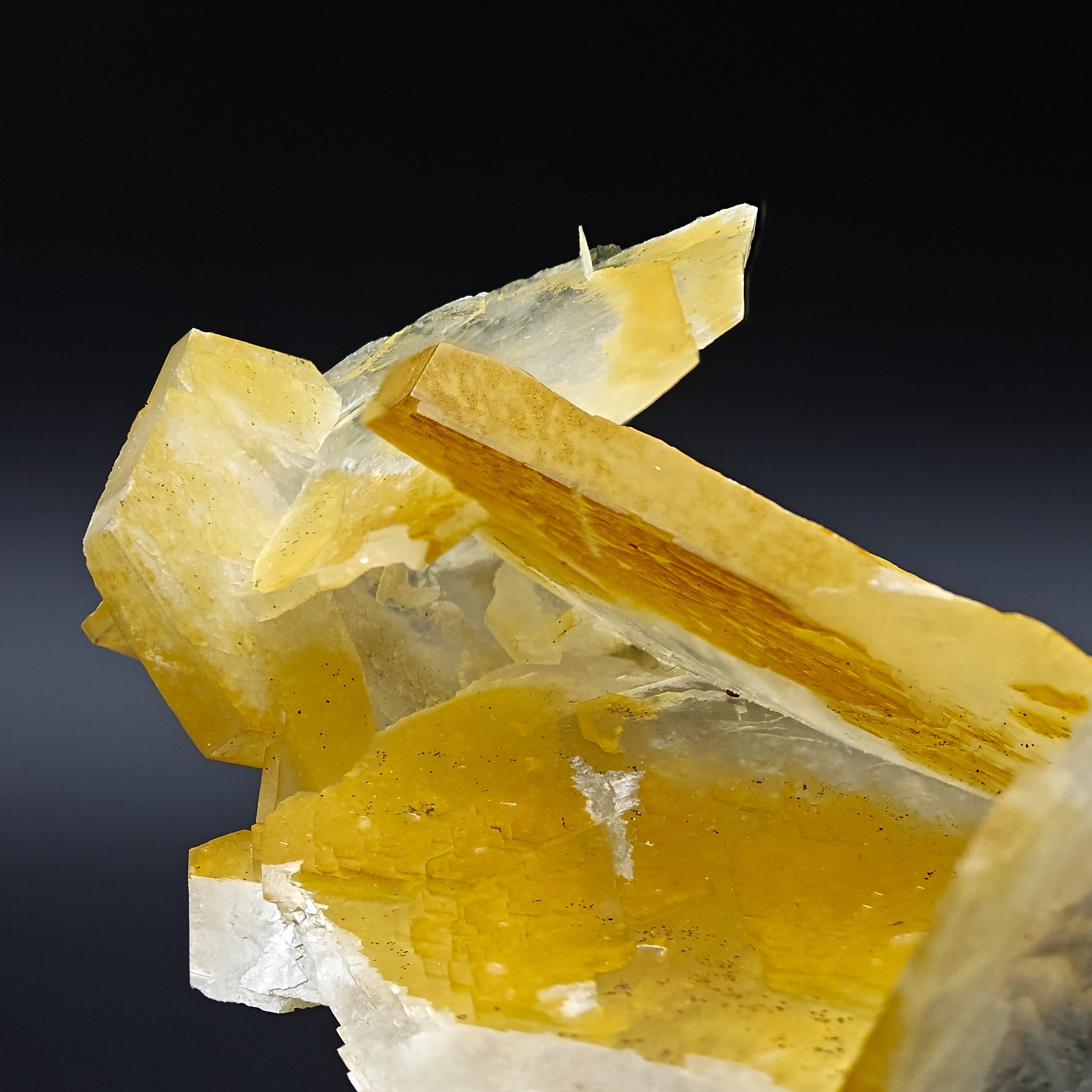 CALCITE – Yellow, Orange & White Hexagonal Cluster, Chenzhou, Hunan, China