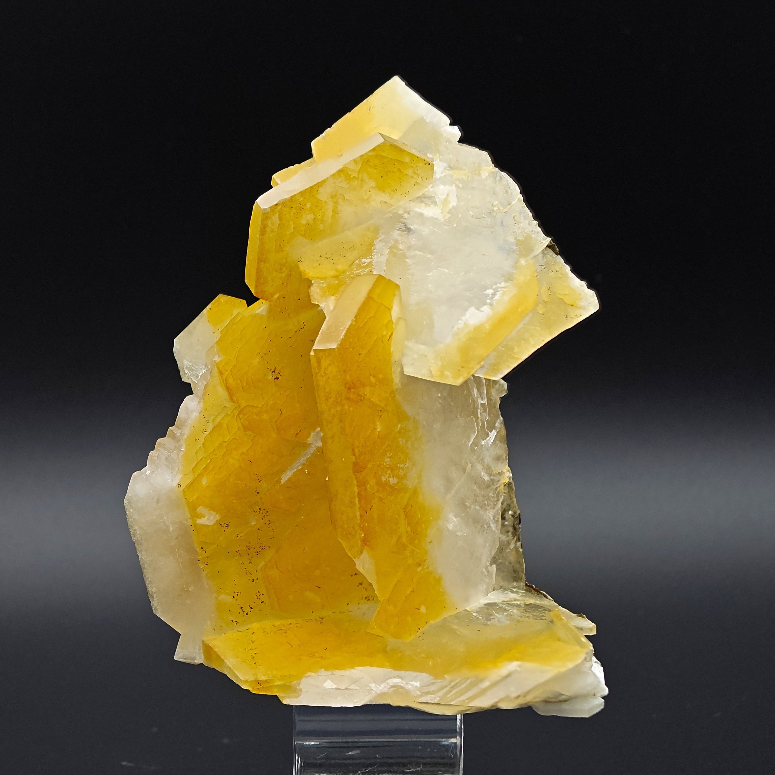 CALCITE – Yellow, Orange & White Hexagonal Cluster, Chenzhou, Hunan, China