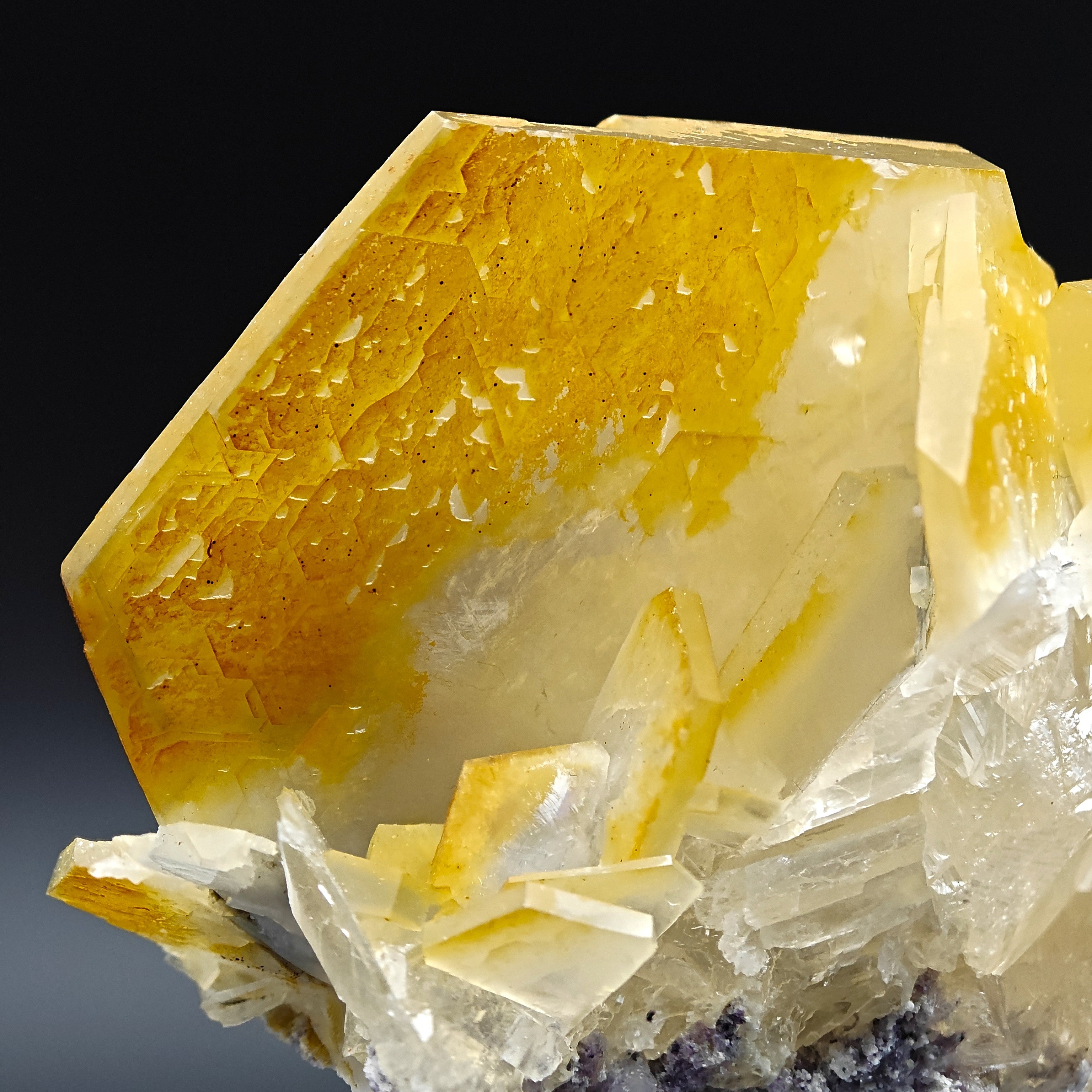 CALCITE – Yellow, Orange & White Hexagonal Crystal Cluster, Chenzhou, China