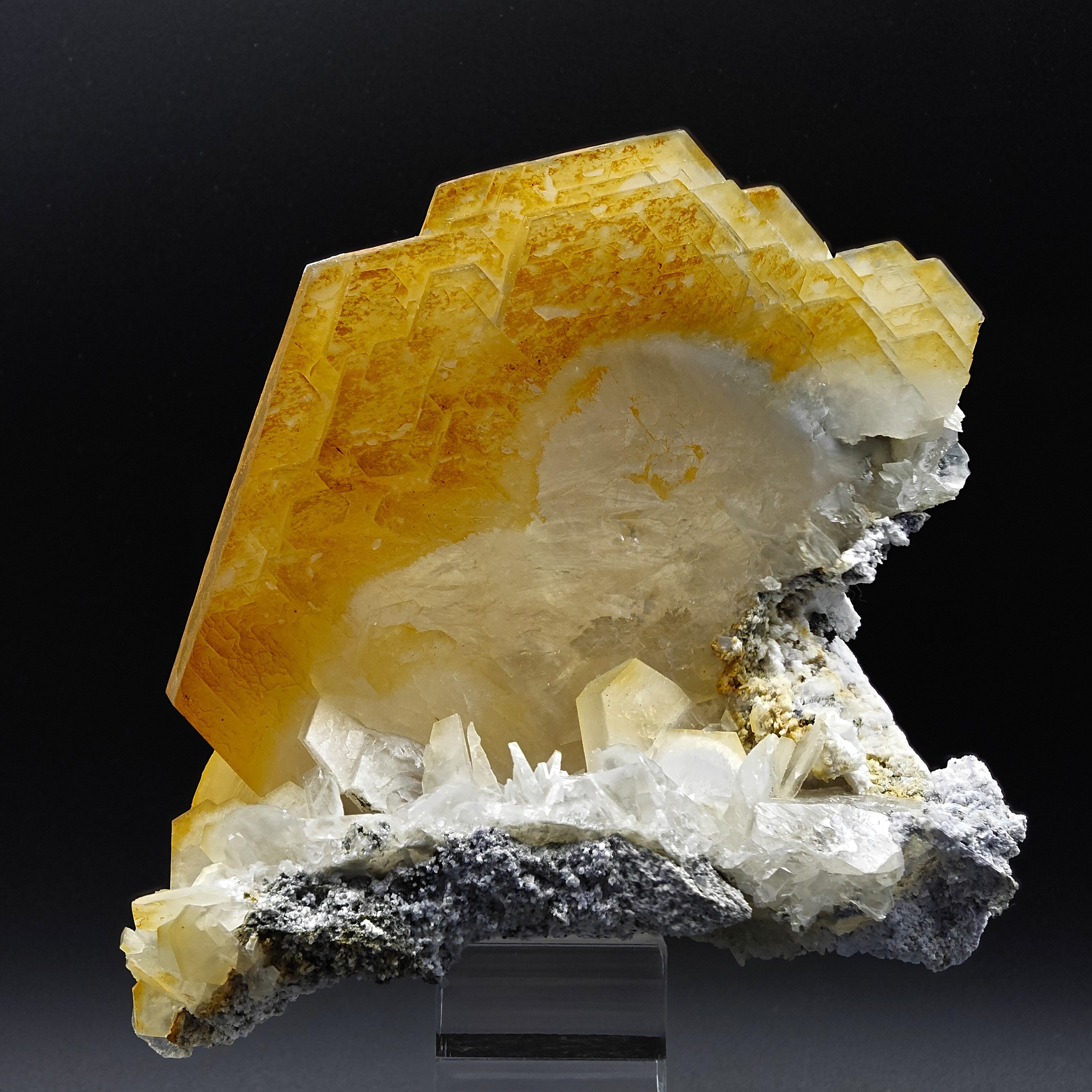 CALCITE – Yellow, Orange & White Crystal Cluster, Chenzhou, Hunan, China