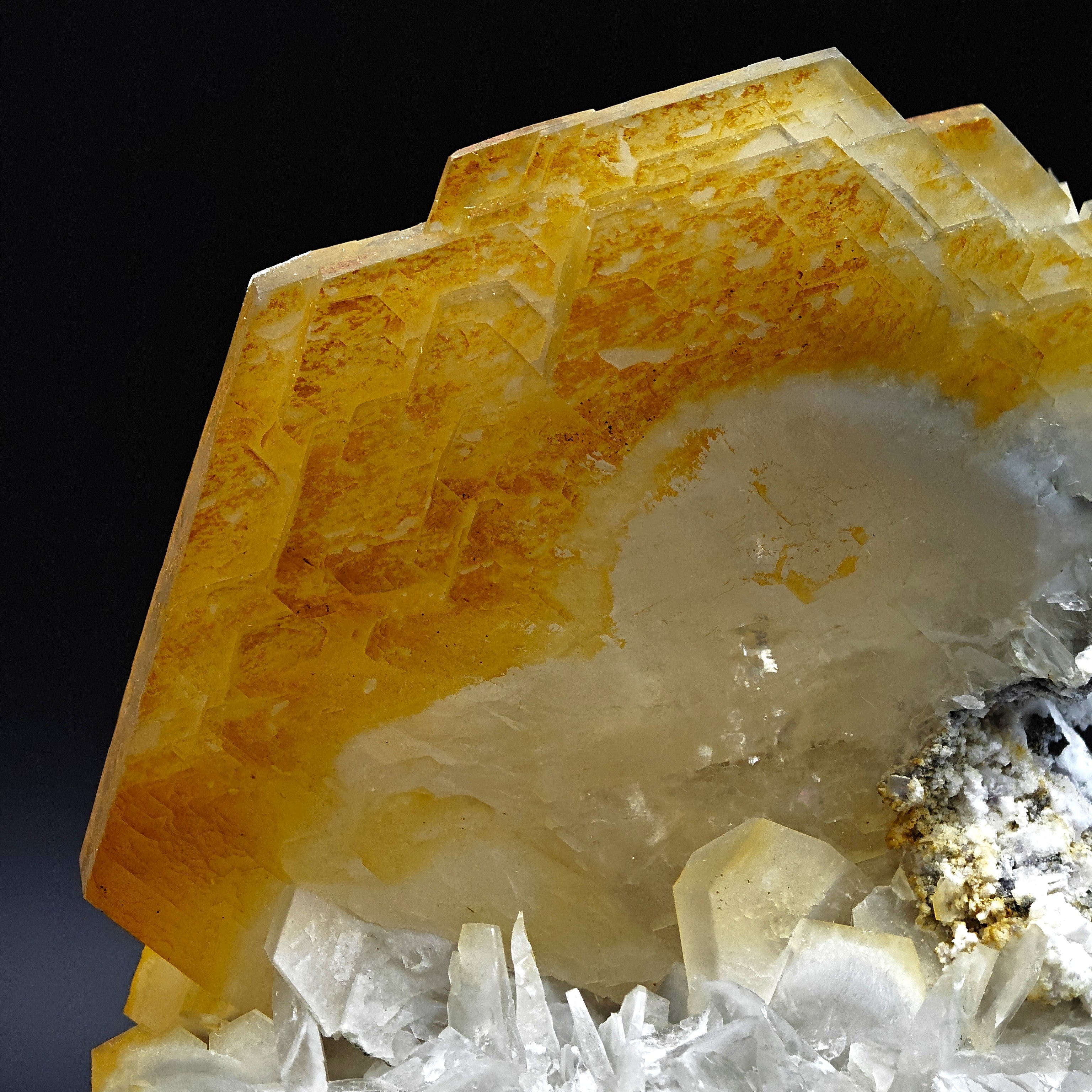 CALCITE – Yellow, Orange & White Crystal Cluster, Chenzhou, Hunan, China
