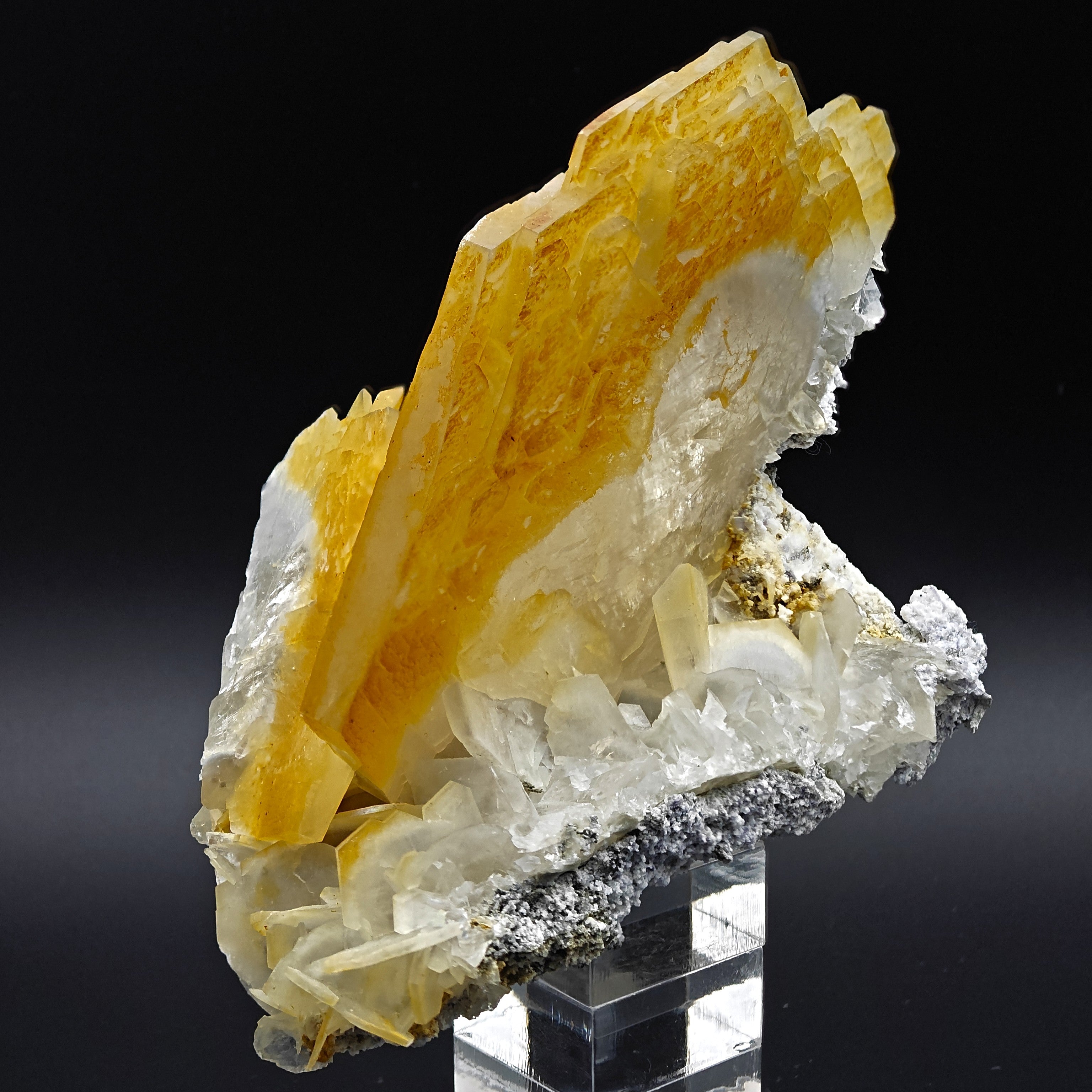 CALCITE – Yellow, Orange & White Crystal Cluster, Chenzhou, Hunan, China
