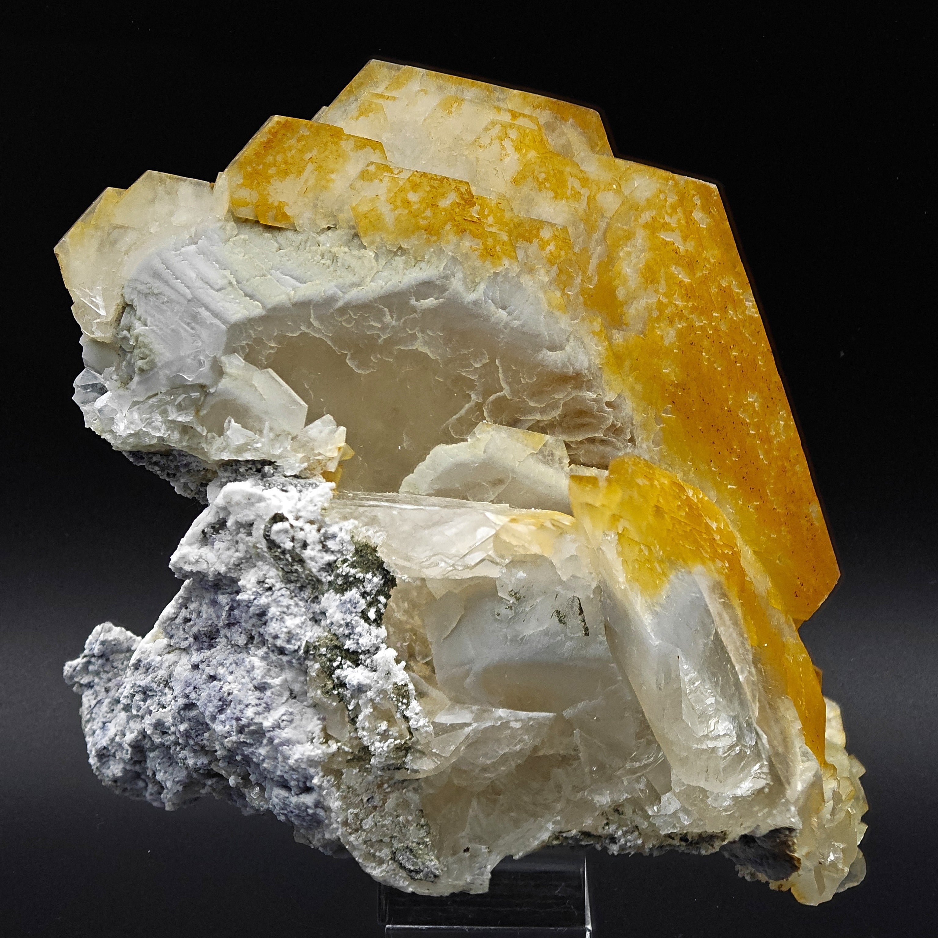 CALCITE – Yellow, Orange & White Crystal Cluster, Chenzhou, Hunan, China
