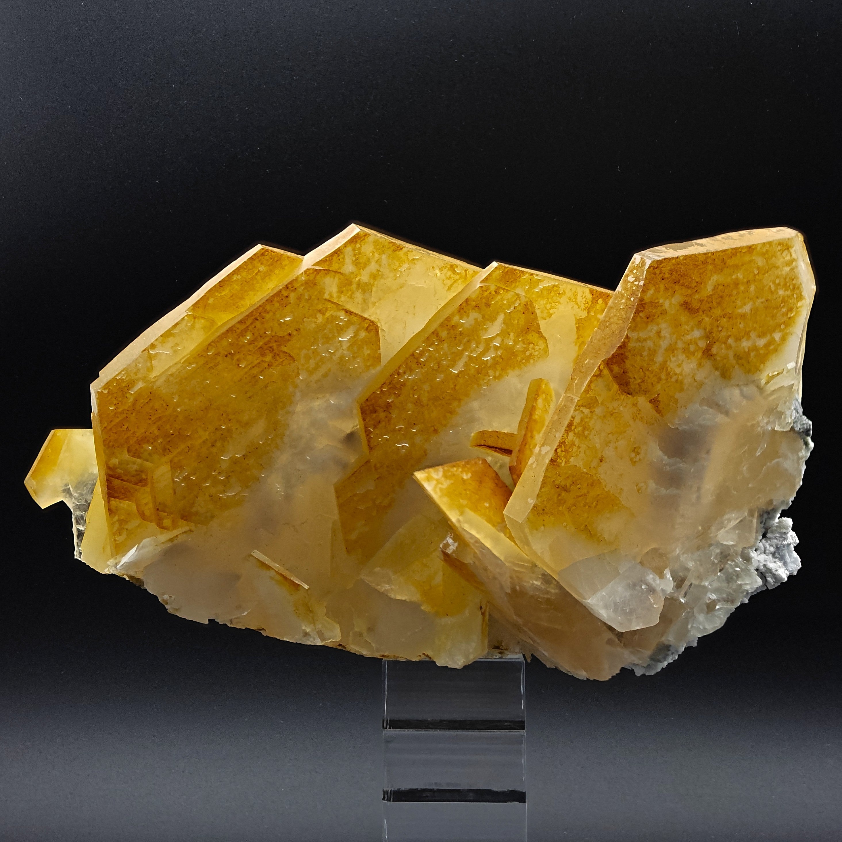 CALCITE – Yellow, Orange & White Hexagonal Crystal Cluster, Chenzhou, China