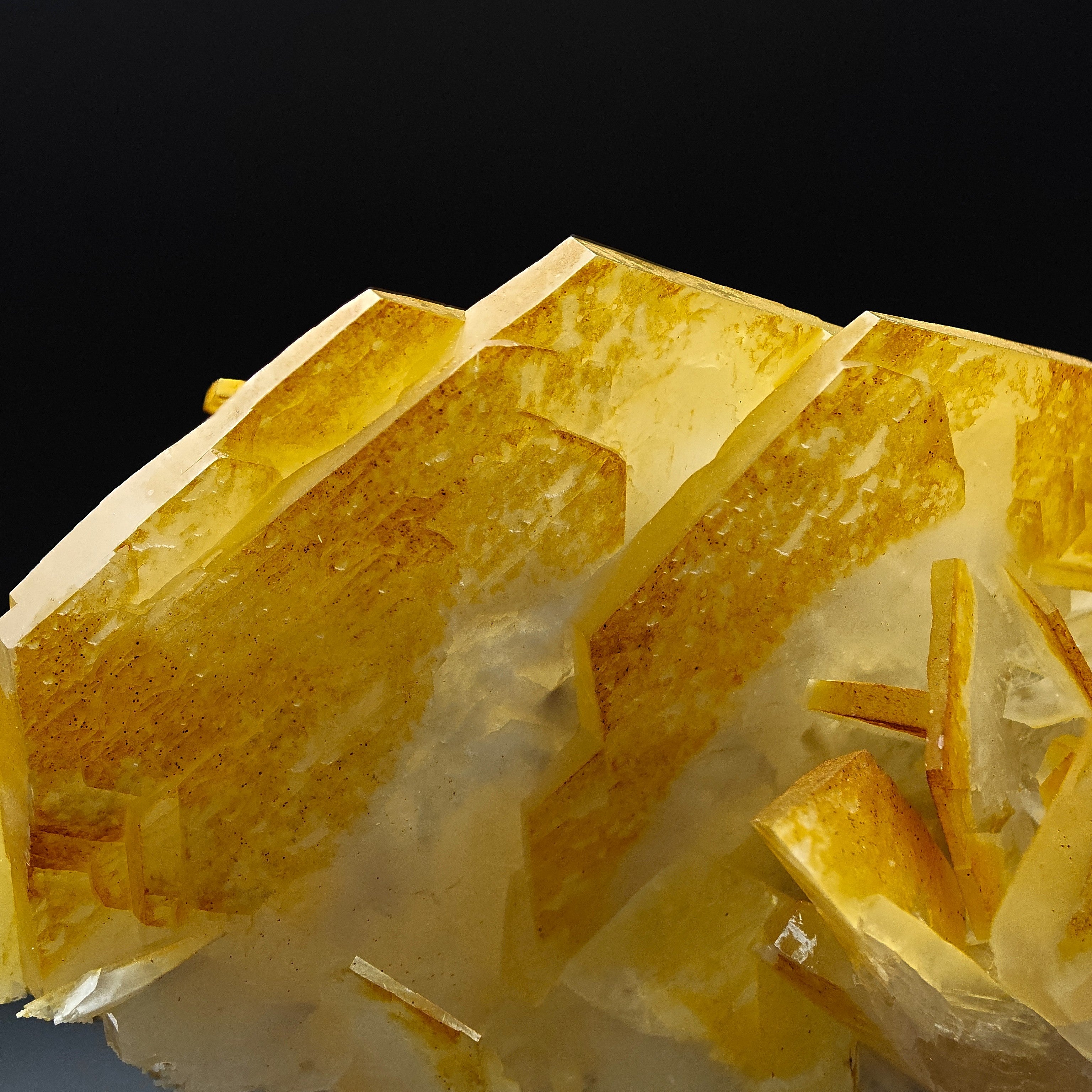 CALCITE – Yellow, Orange & White Hexagonal Crystal Cluster, Chenzhou, China