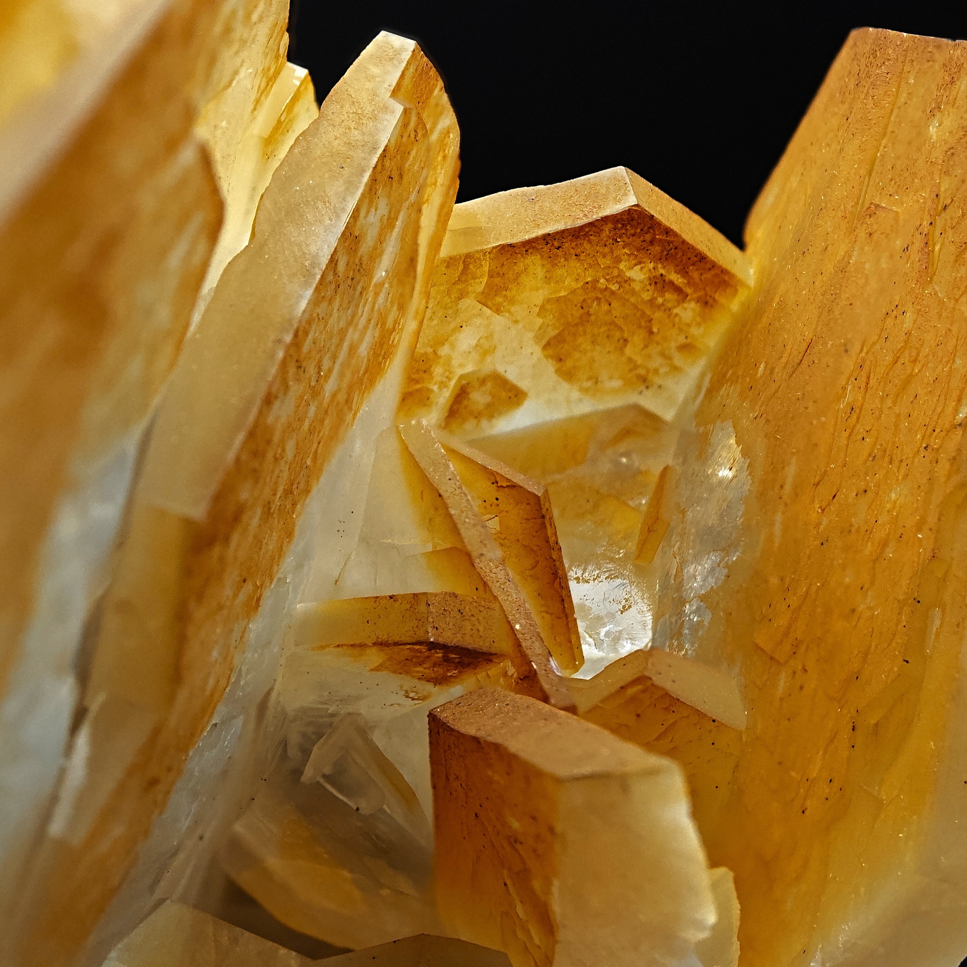 CALCITE – Yellow, Orange & White Hexagonal Crystal Cluster, Chenzhou, China