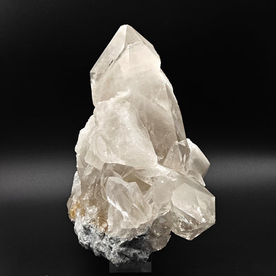 Side angle of smoky quartz crystal cluster, Mont Blanc, Aosta Valley, Italy