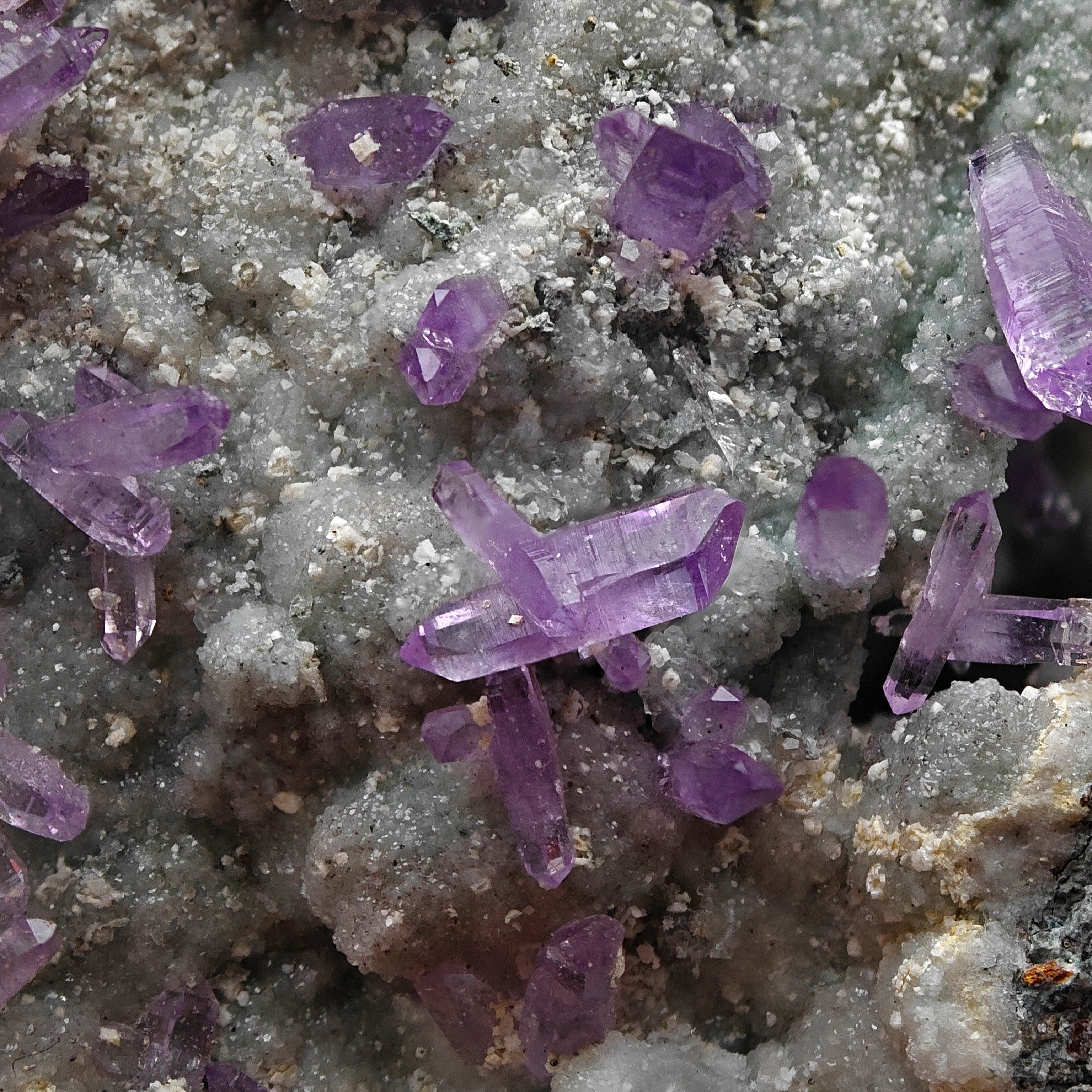 AMETHYST SCEPTERS – Violet Crystal Clusters on Green CHALCEDONY
