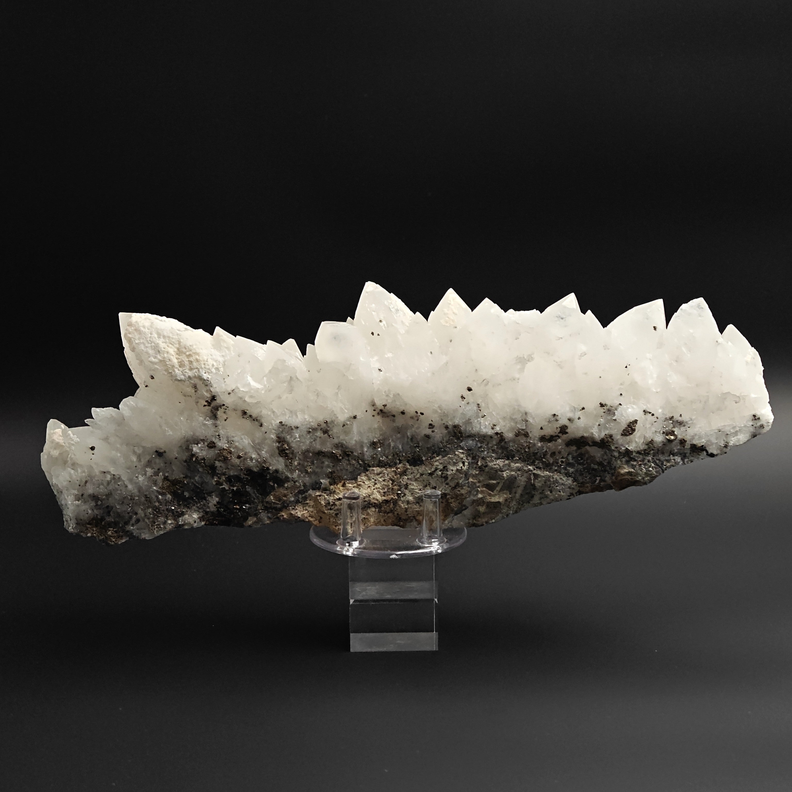 MILKY QUARTZ - Giant 34cm cluster with Pyrite from Romania