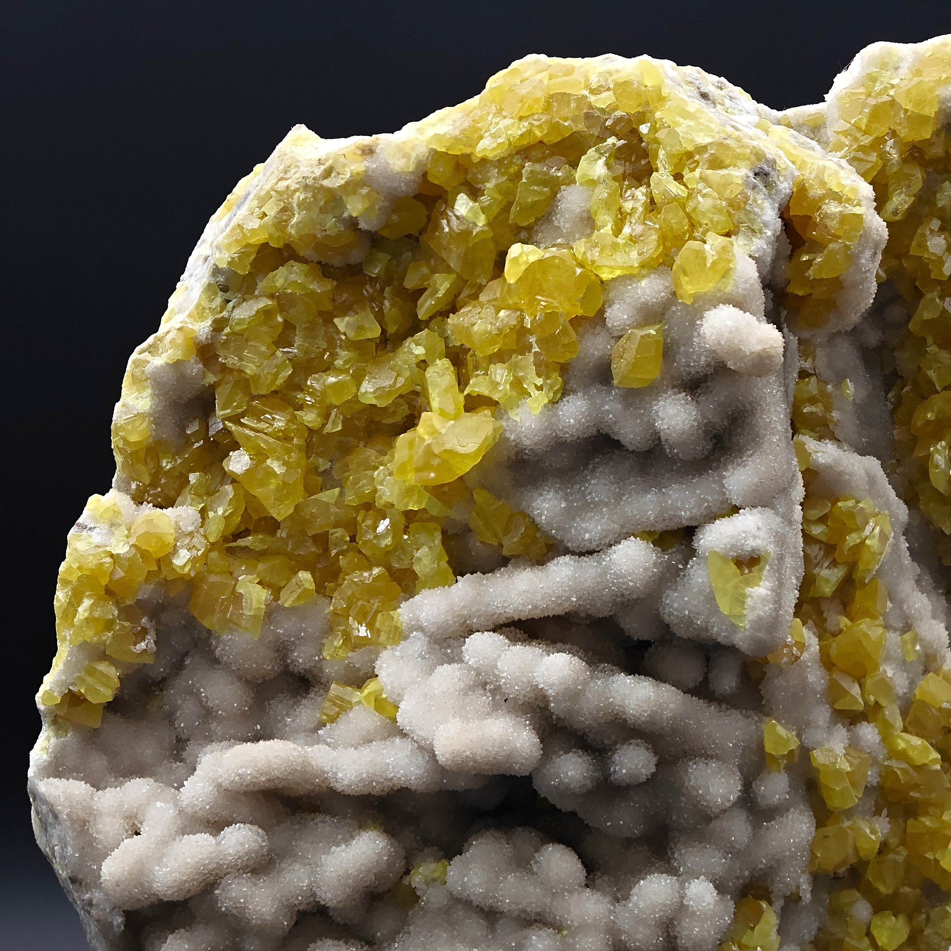 SULFUR – Museum-Size Crystals on Aragonite, Cozzo Disi, Sicily, Italy