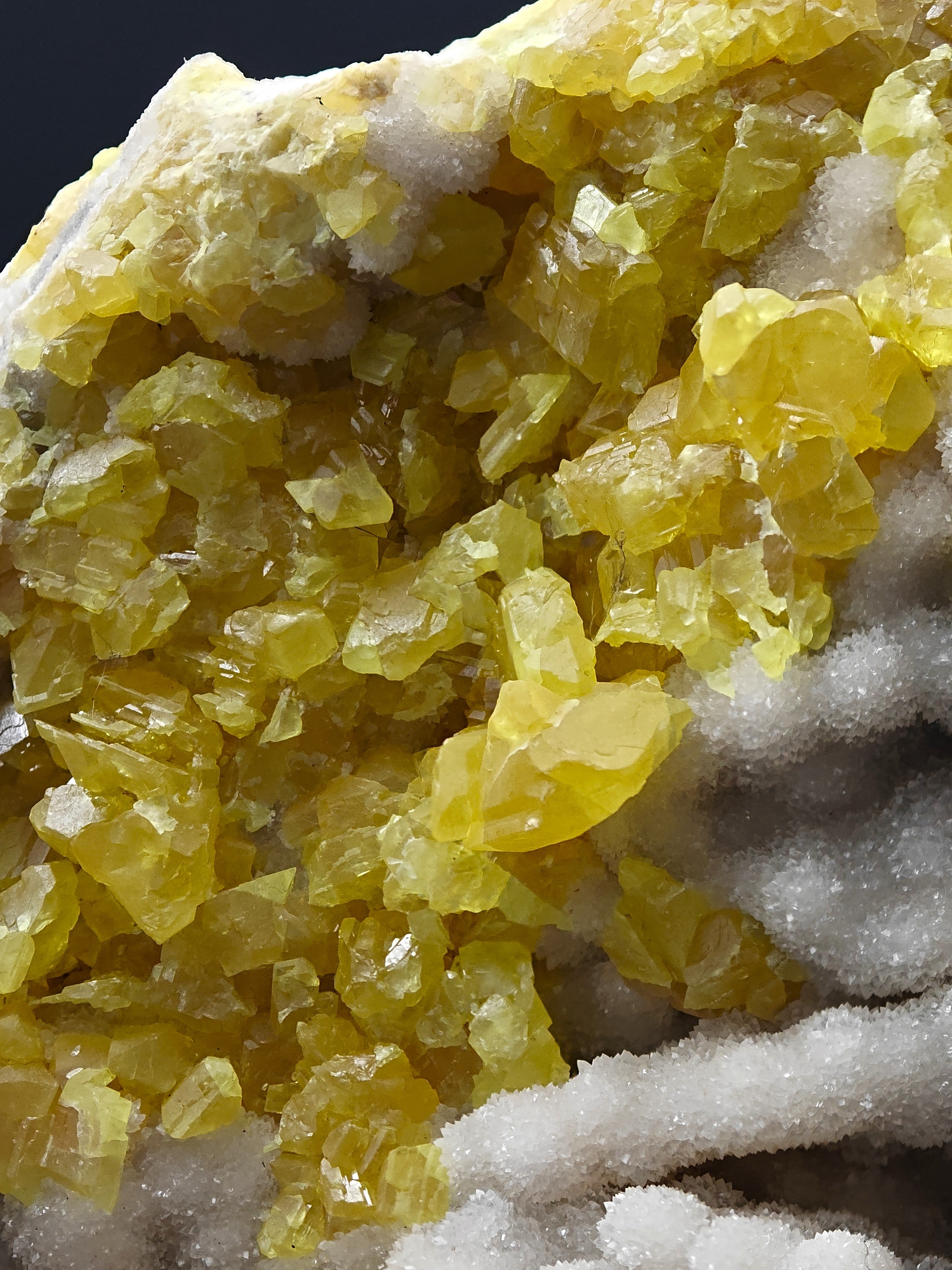 SULFUR – Museum-Size Crystals on Aragonite, Cozzo Disi, Sicily, Italy
