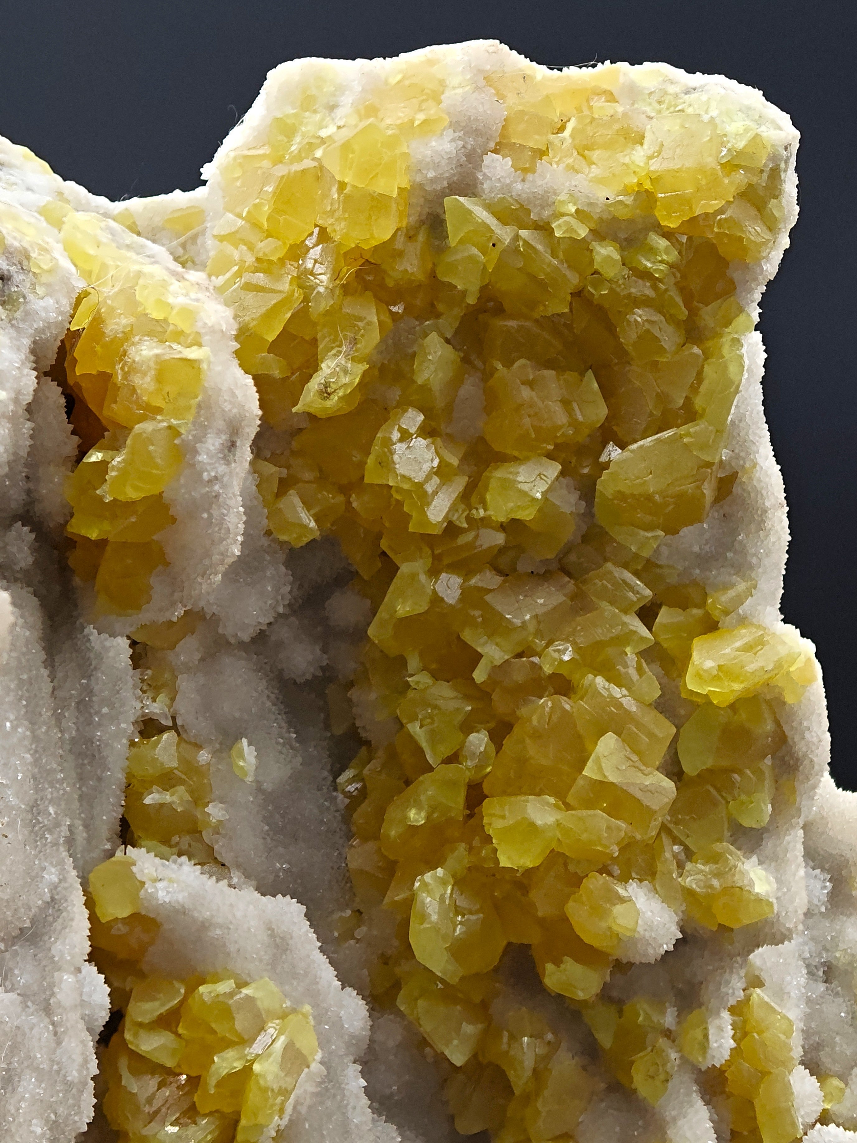 SULFUR – Museum-Size Crystals on Aragonite, Cozzo Disi, Sicily, Italy