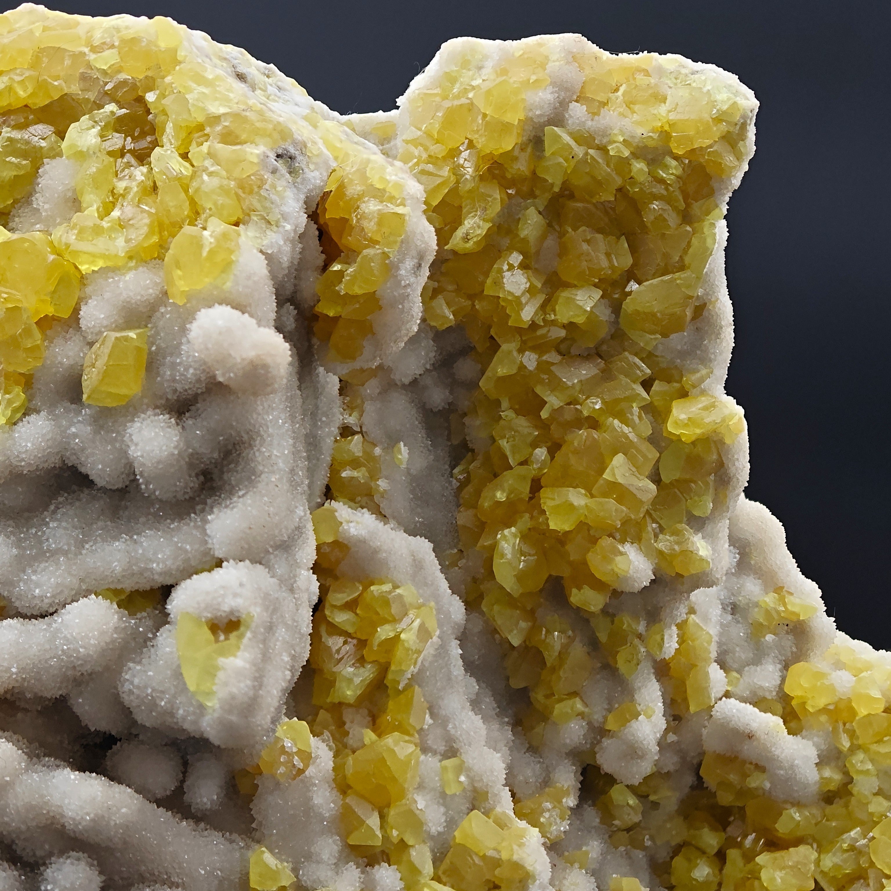 SULFUR – Museum-Size Crystals on Aragonite, Cozzo Disi, Sicily, Italy