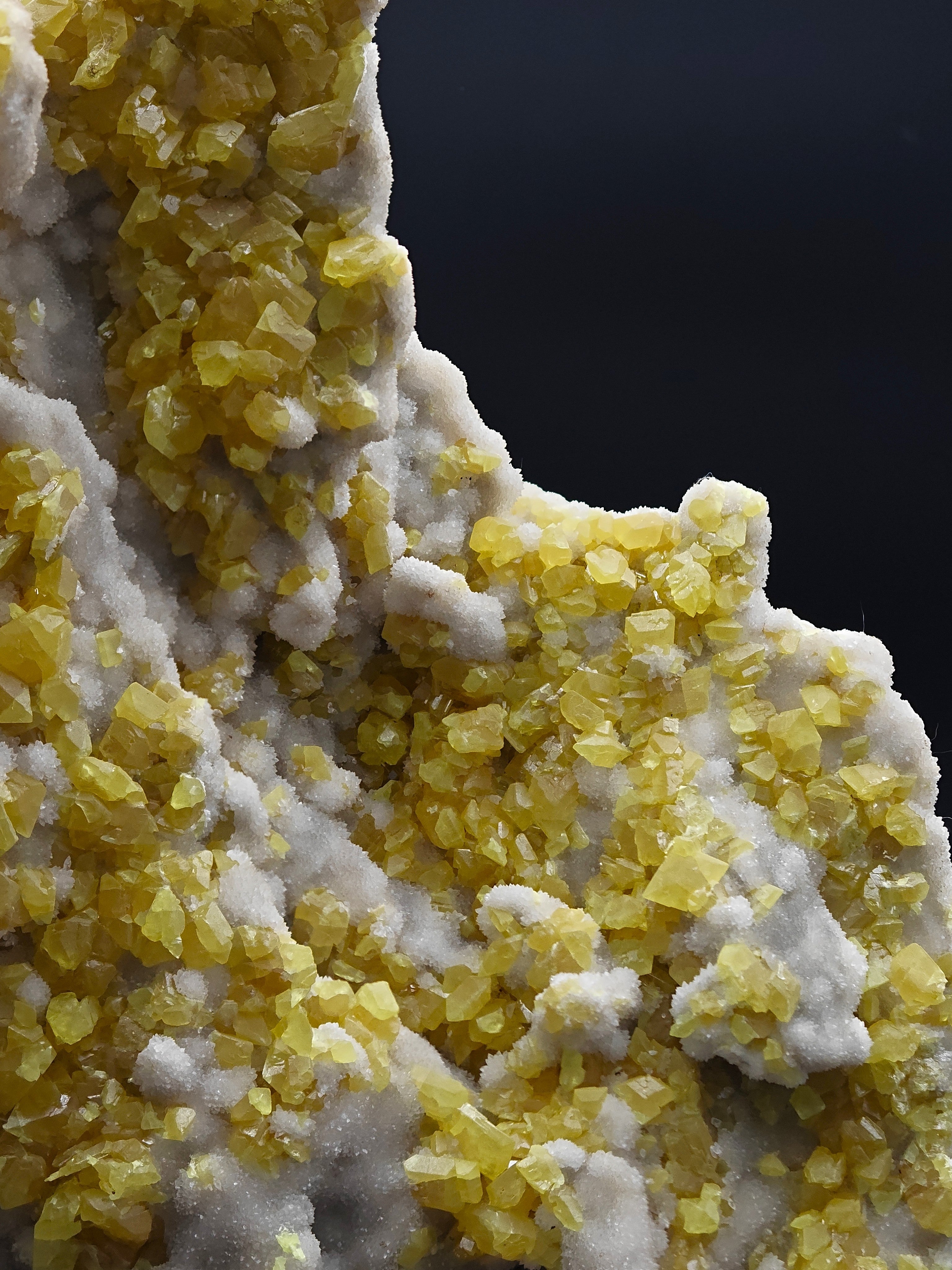 SULFUR – Museum-Size Crystals on Aragonite, Cozzo Disi, Sicily, Italy
