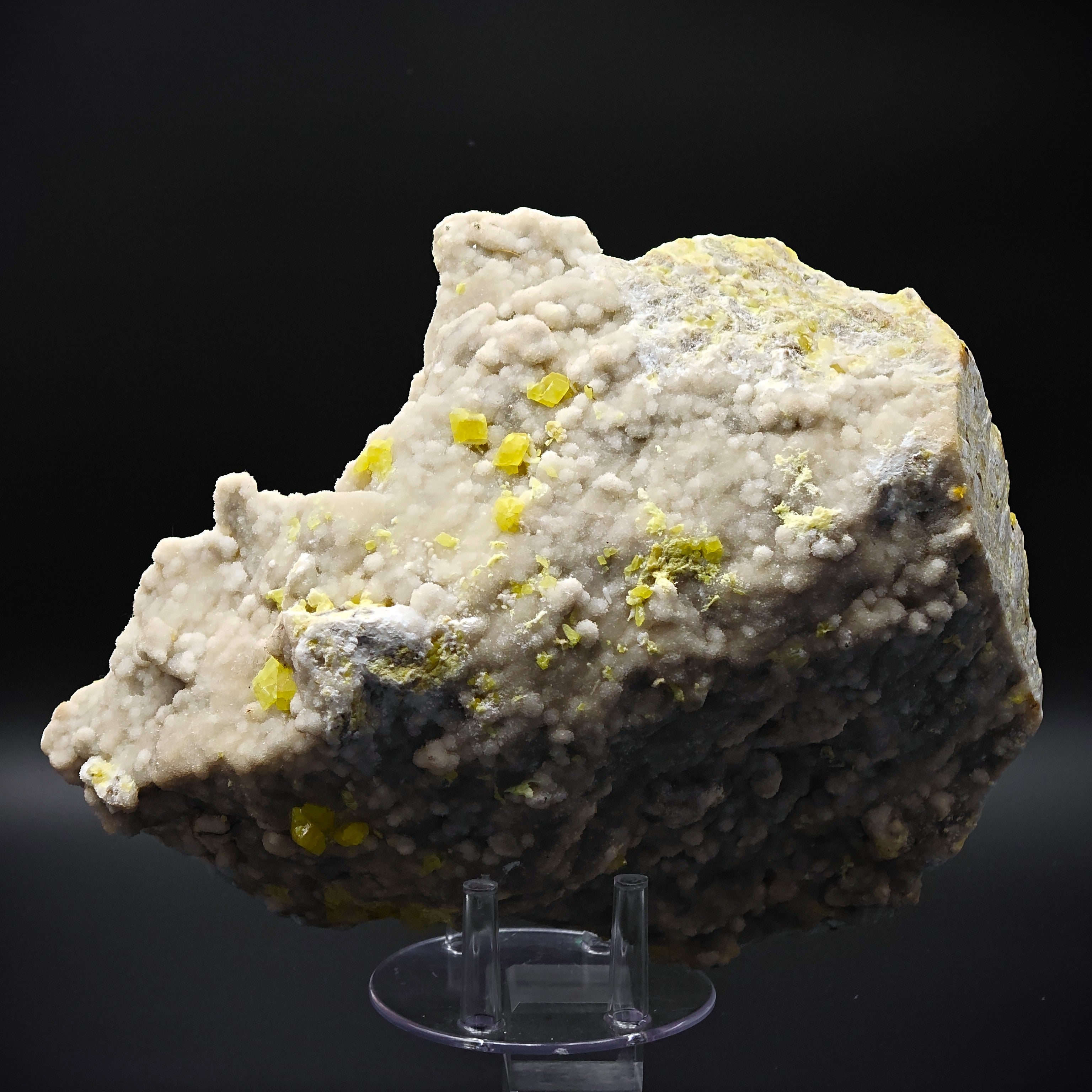 SULFUR – Museum-Size Crystals on Aragonite, Cozzo Disi, Sicily, Italy