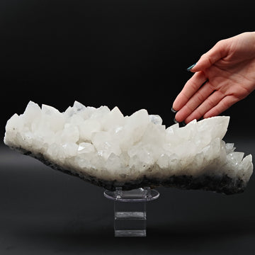 MILKY QUARTZ - Giant 34cm cluster with Pyrite from Romania