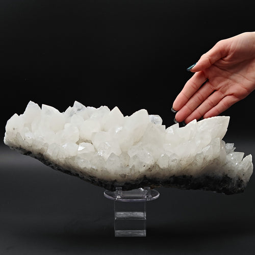 MILKY QUARTZ - Giant 34cm cluster with Pyrite from Romania
