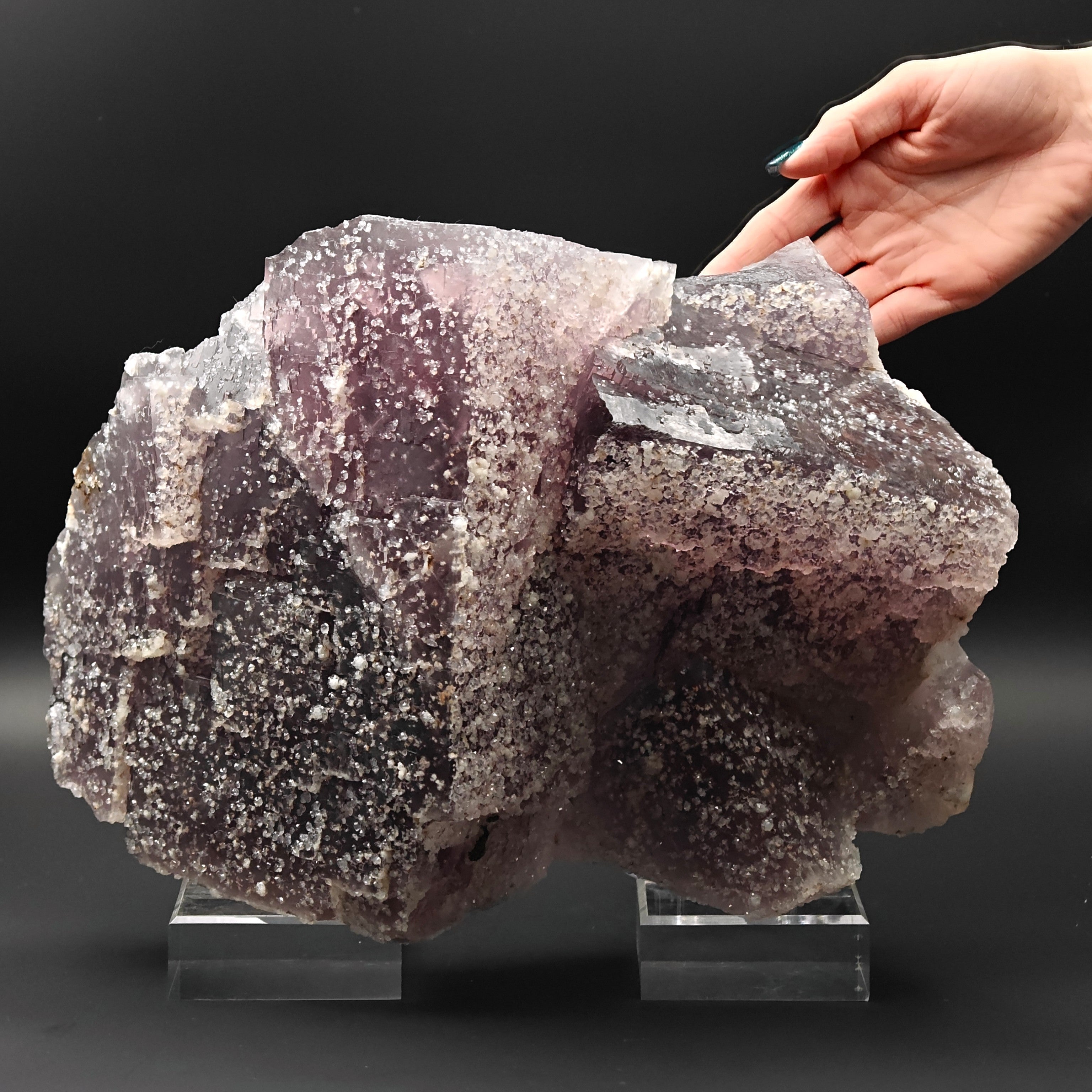 FLUORITE – 30cm Museum Size, Huge Crossed Crystals Studded with Quartz, Morocco
