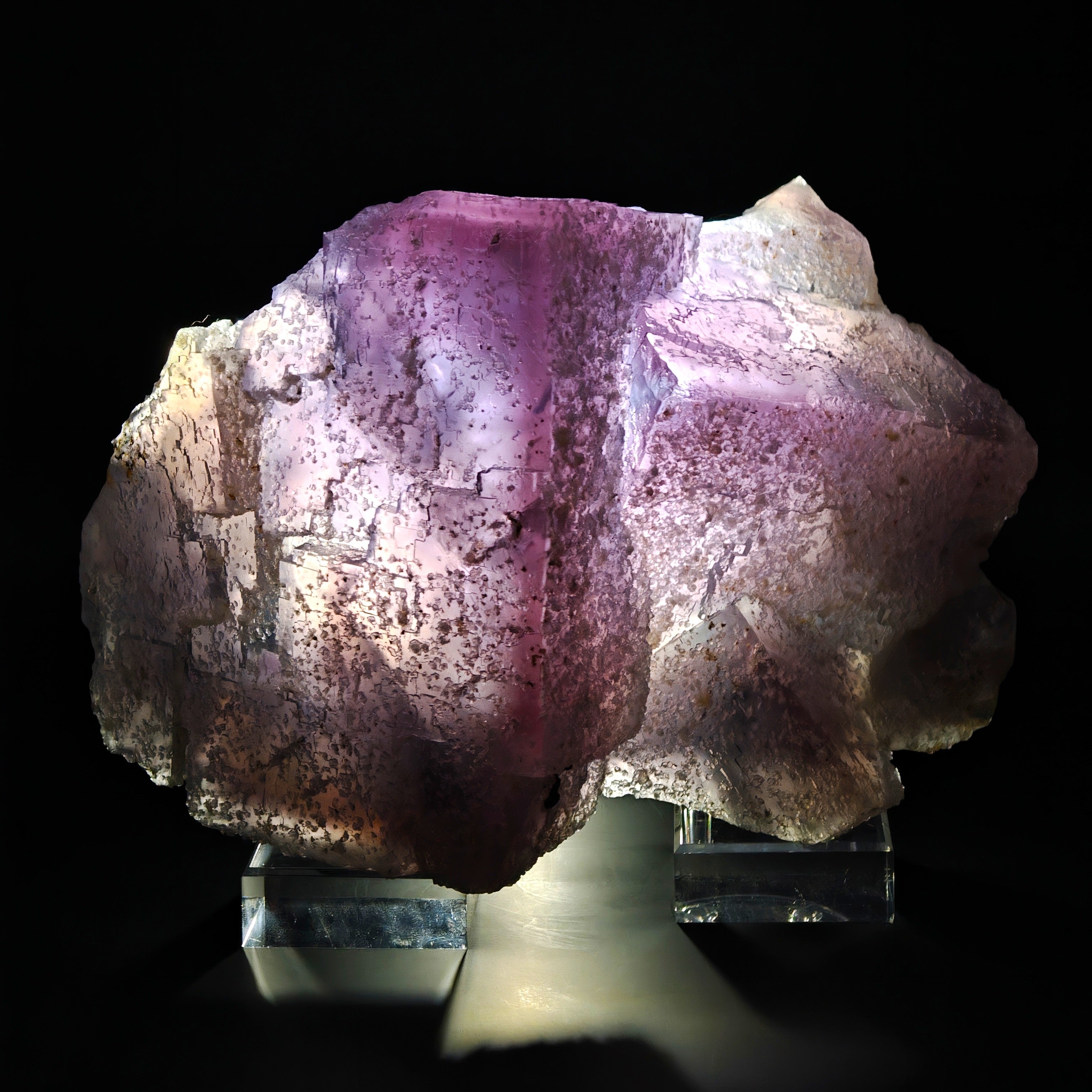 FLUORITE – 30cm Museum Size, Huge Crossed Crystals Studded with Quartz, Morocco