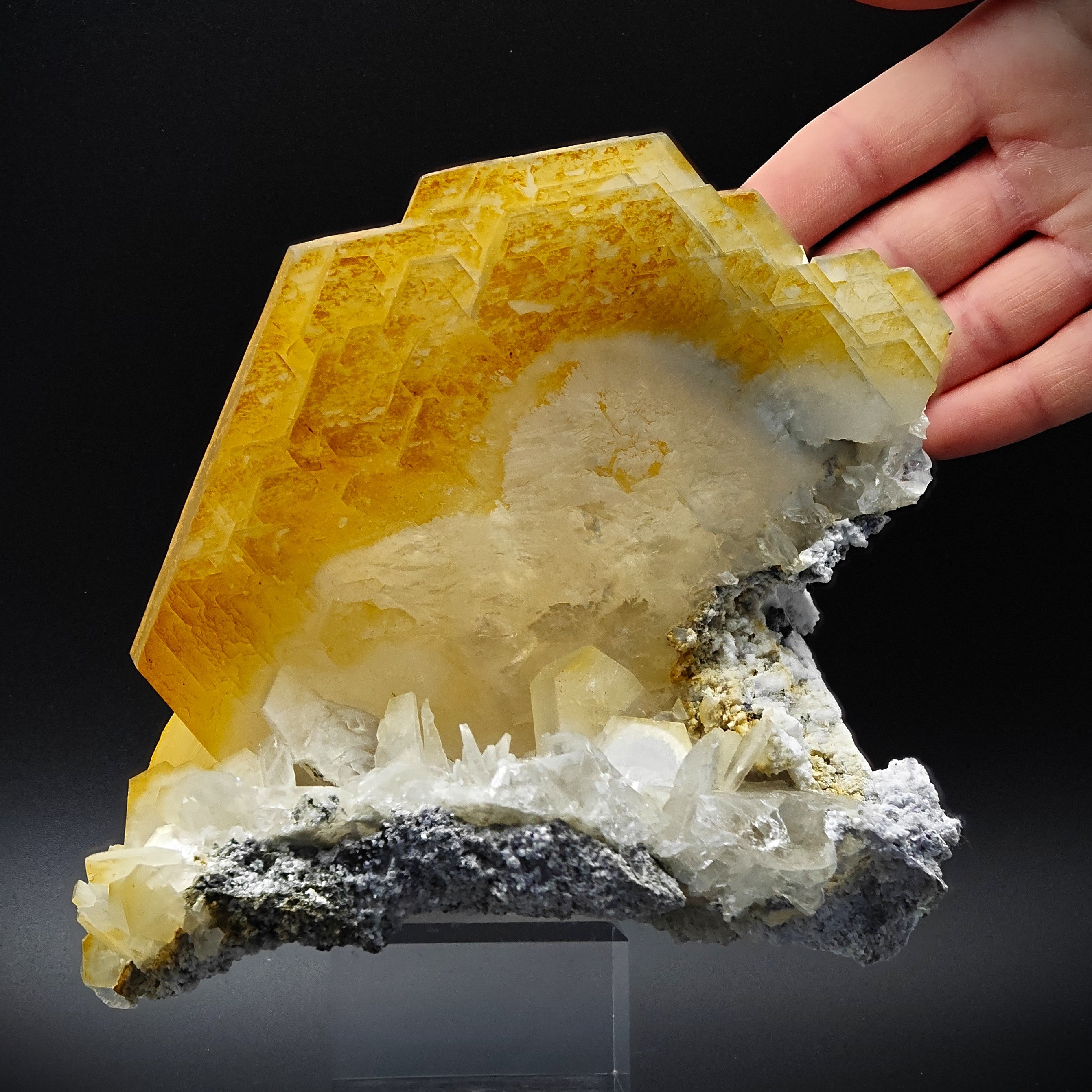 CALCITE – Yellow, Orange & White Crystal Cluster, Chenzhou, Hunan, China