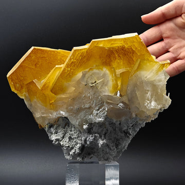 CALCITE – Yellow, Orange & White Hexagonal Crystal Cluster, Chenzhou, China